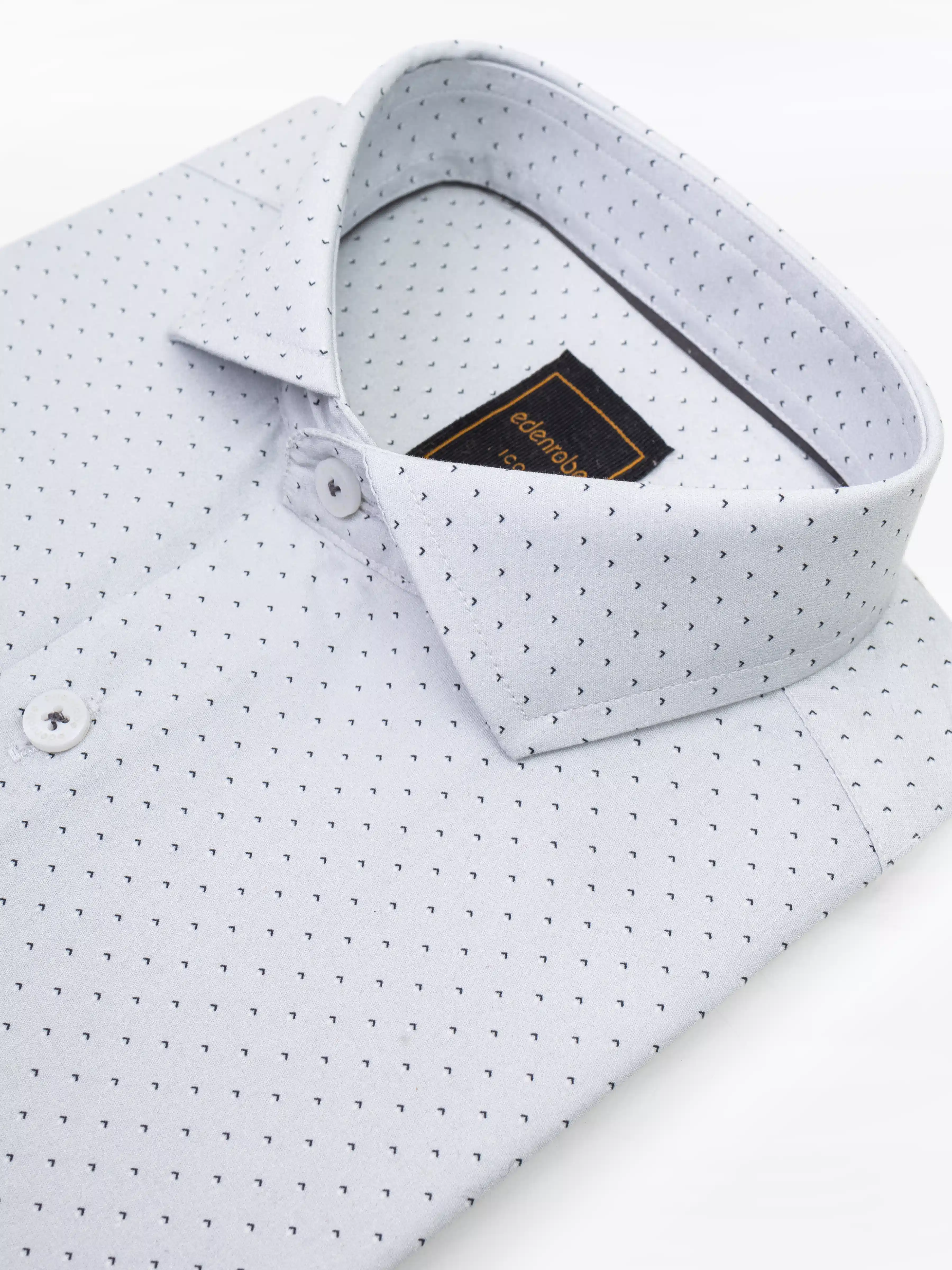 Men's Light Grey Textured Shirt - EMTSI5-50750 - Image 4