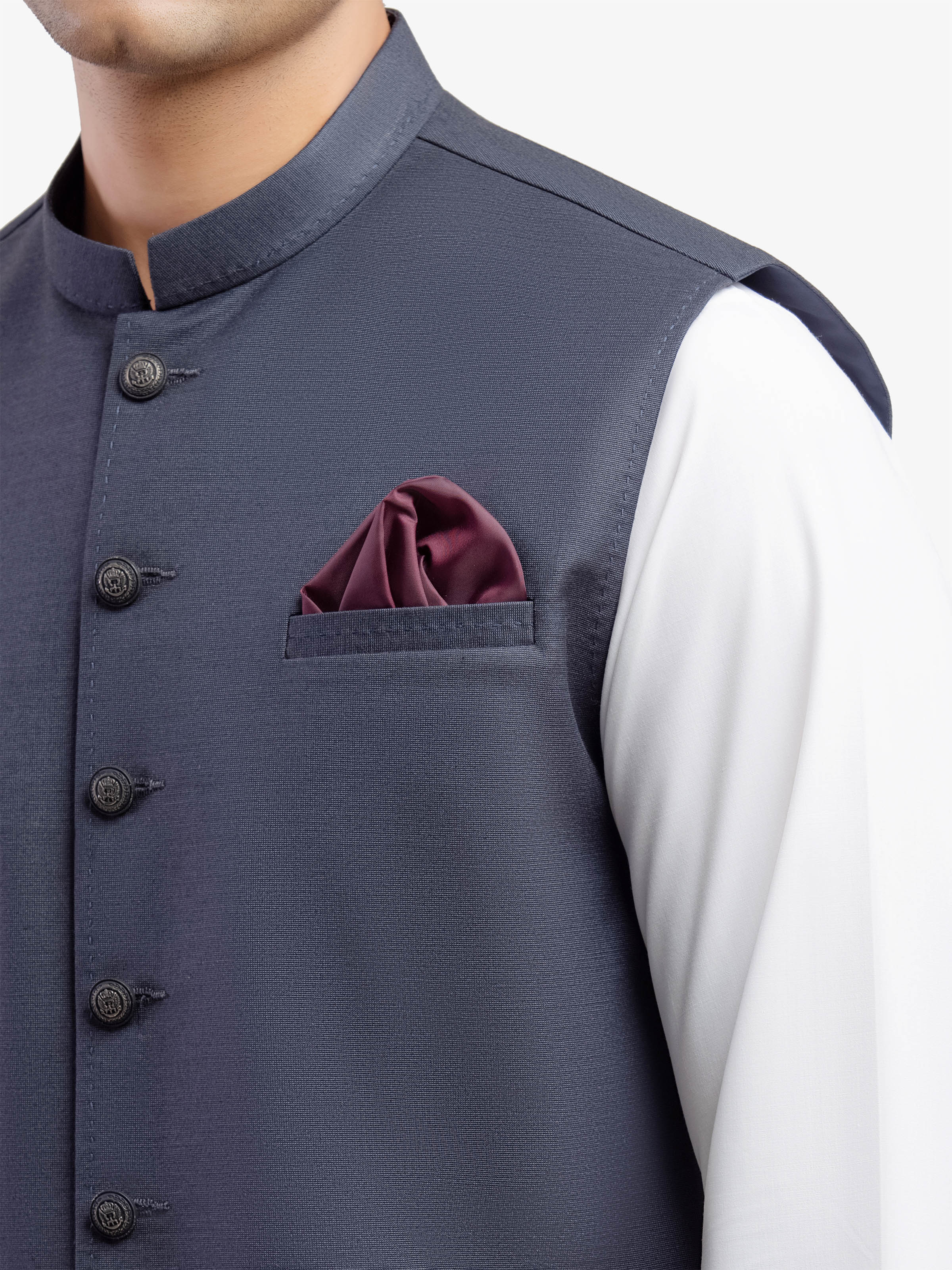 Men's Light Grey Waist Coat - EMTWC5-35963 - Image 3