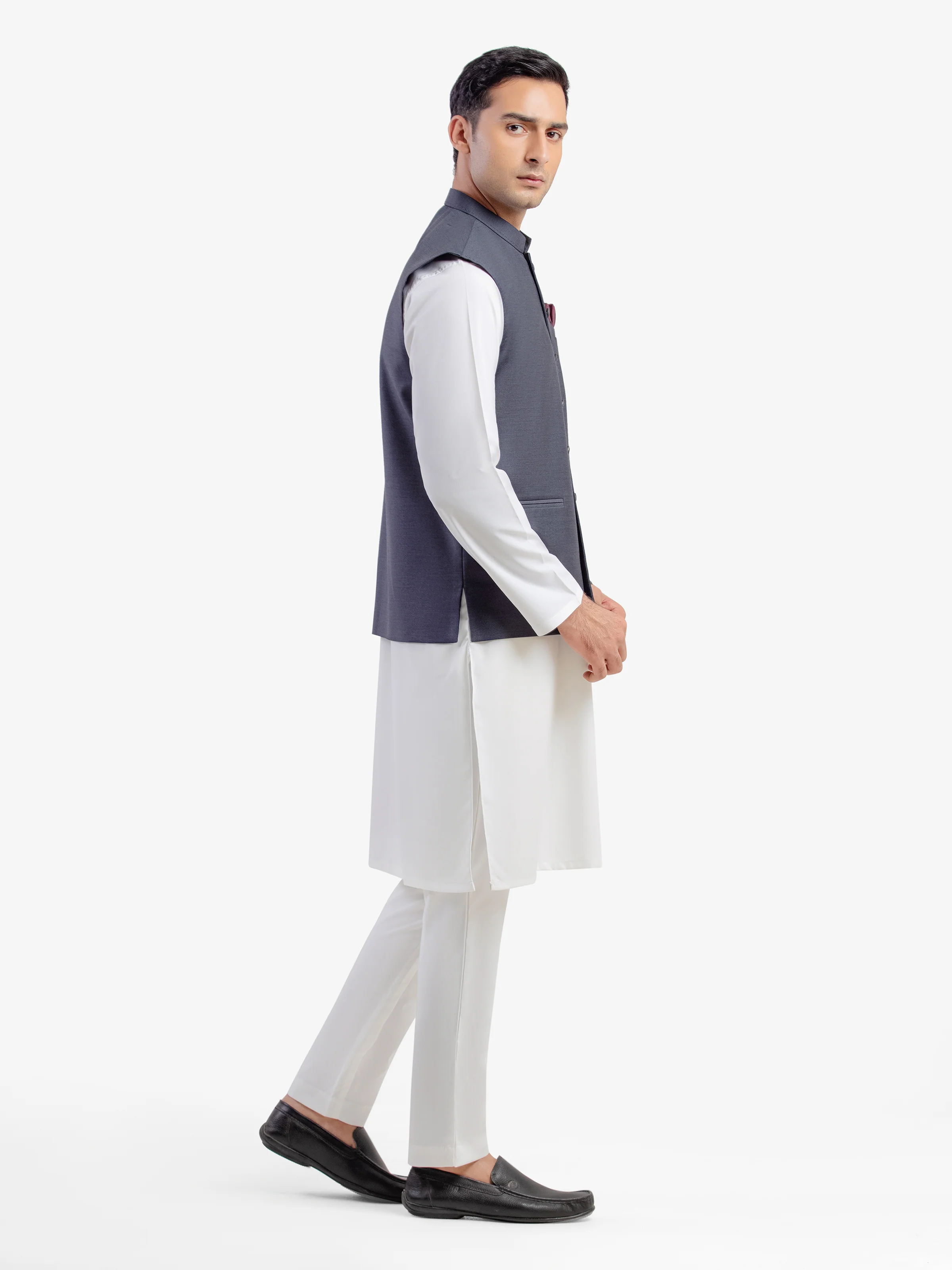 Men's Light Grey Waist Coat - EMTWC5-35963 - Image 4