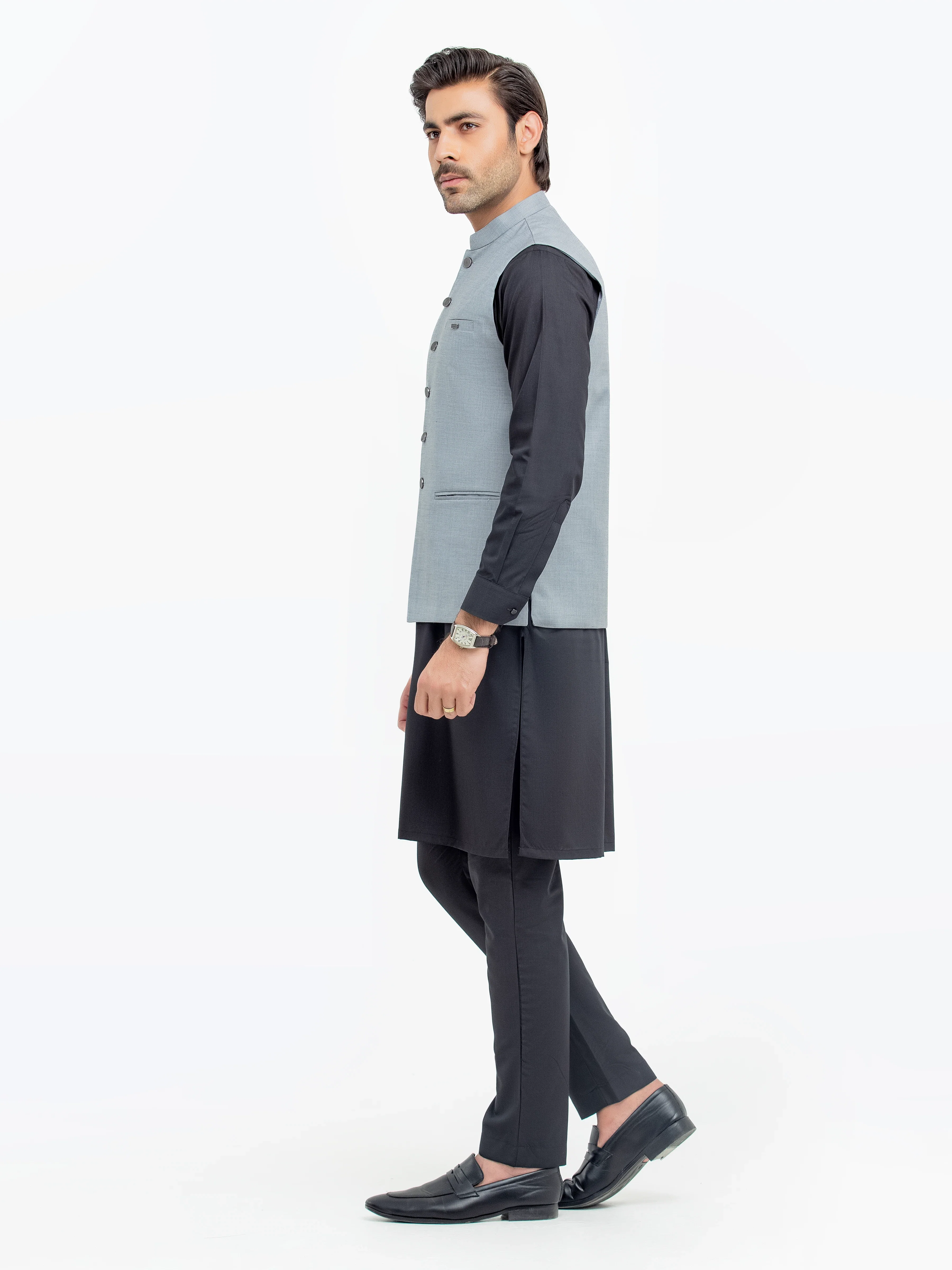 Men's Light Grey Waist Coat - EMTWCP5-35948 - Image 4