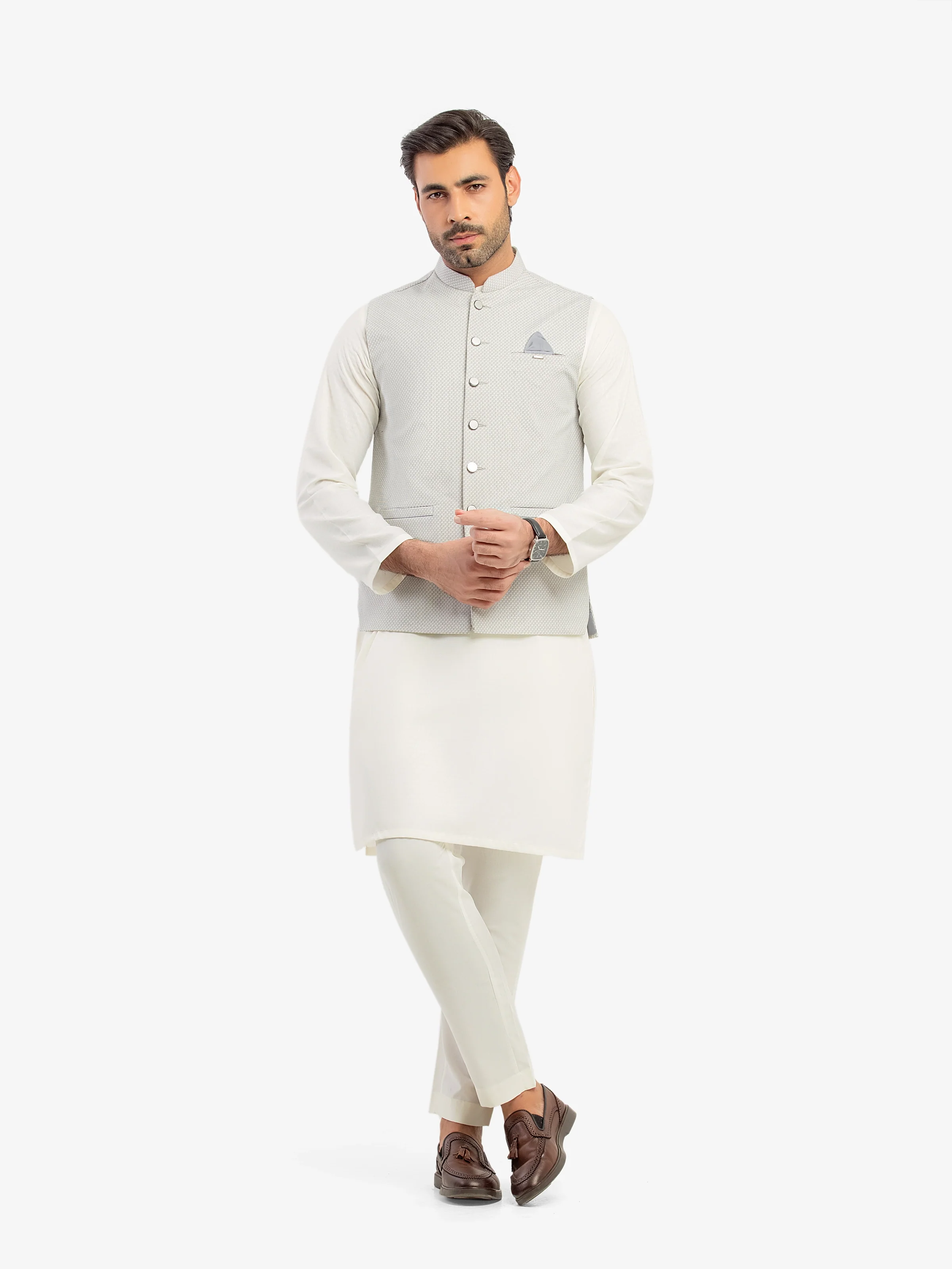 Men's Light Grey Waist Coat - EMTWCP5-36001 - Image 2