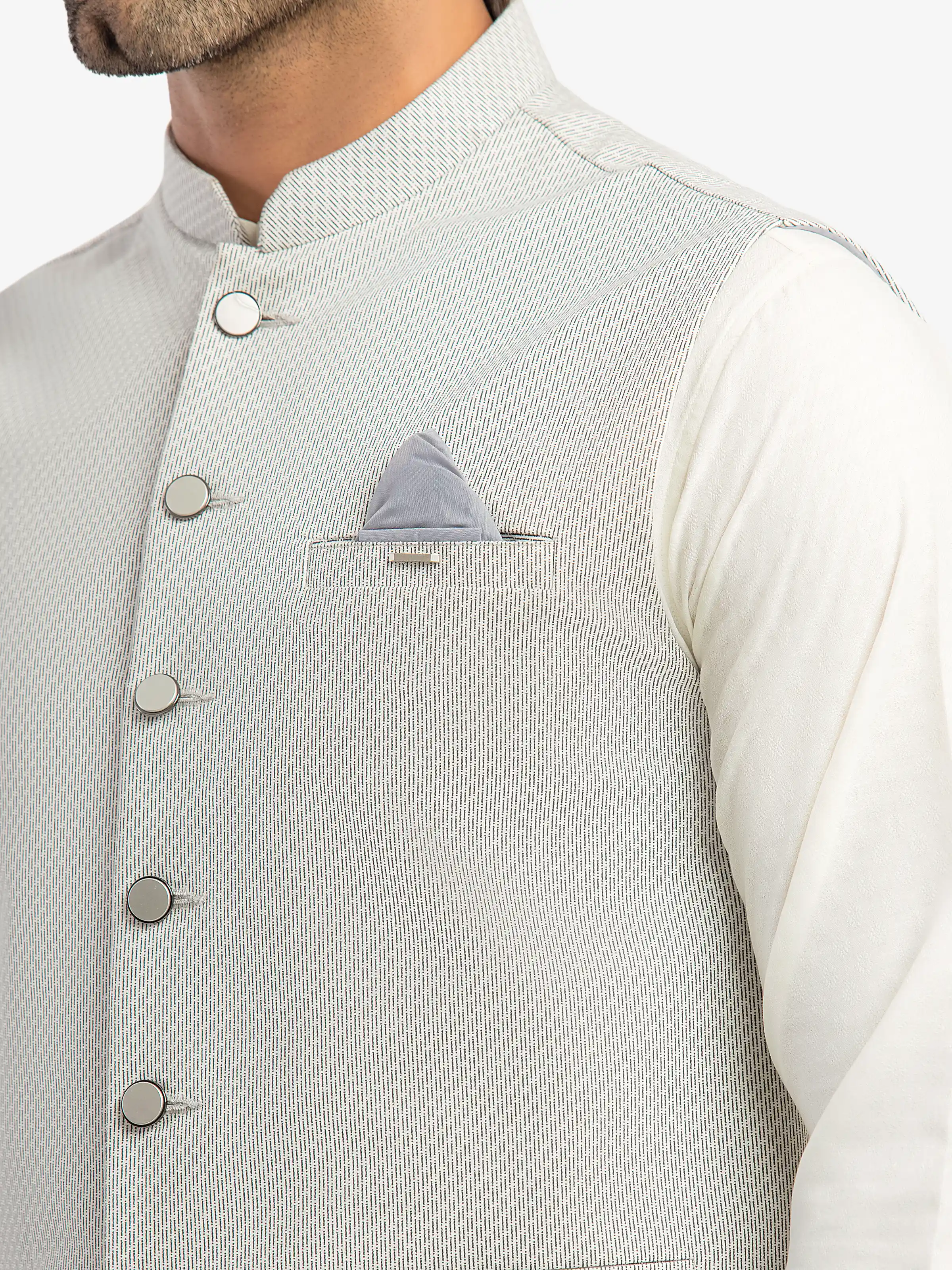 Men's Light Grey Waist Coat - EMTWCP5-36001 - Image 3