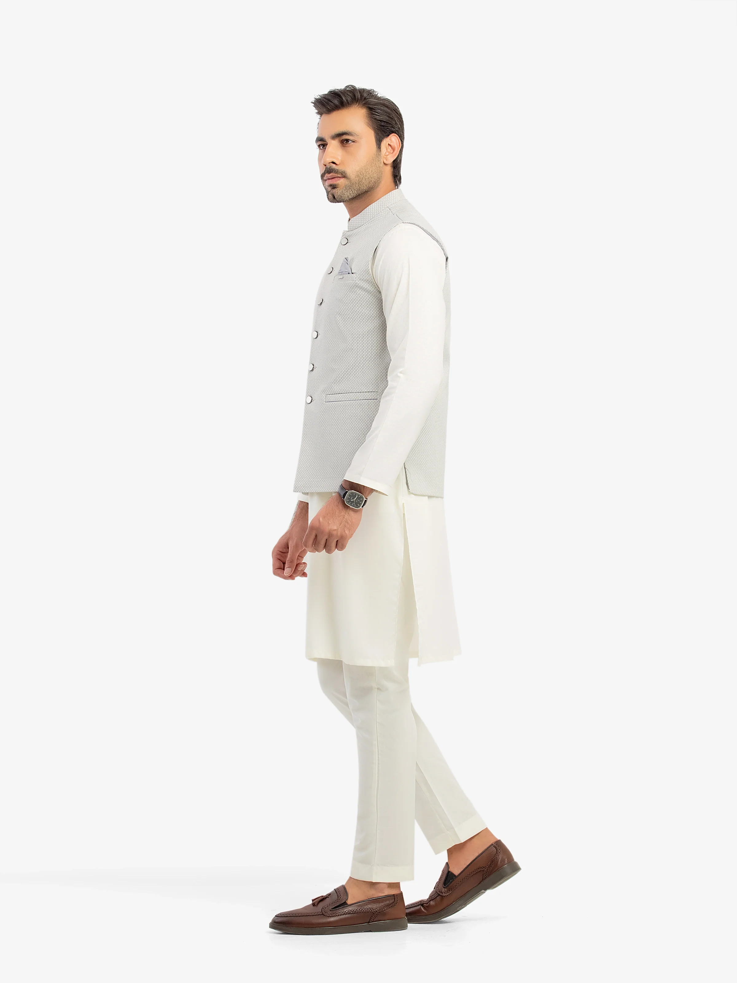 Men's Light Grey Waist Coat - EMTWCP5-36001 - Image 4