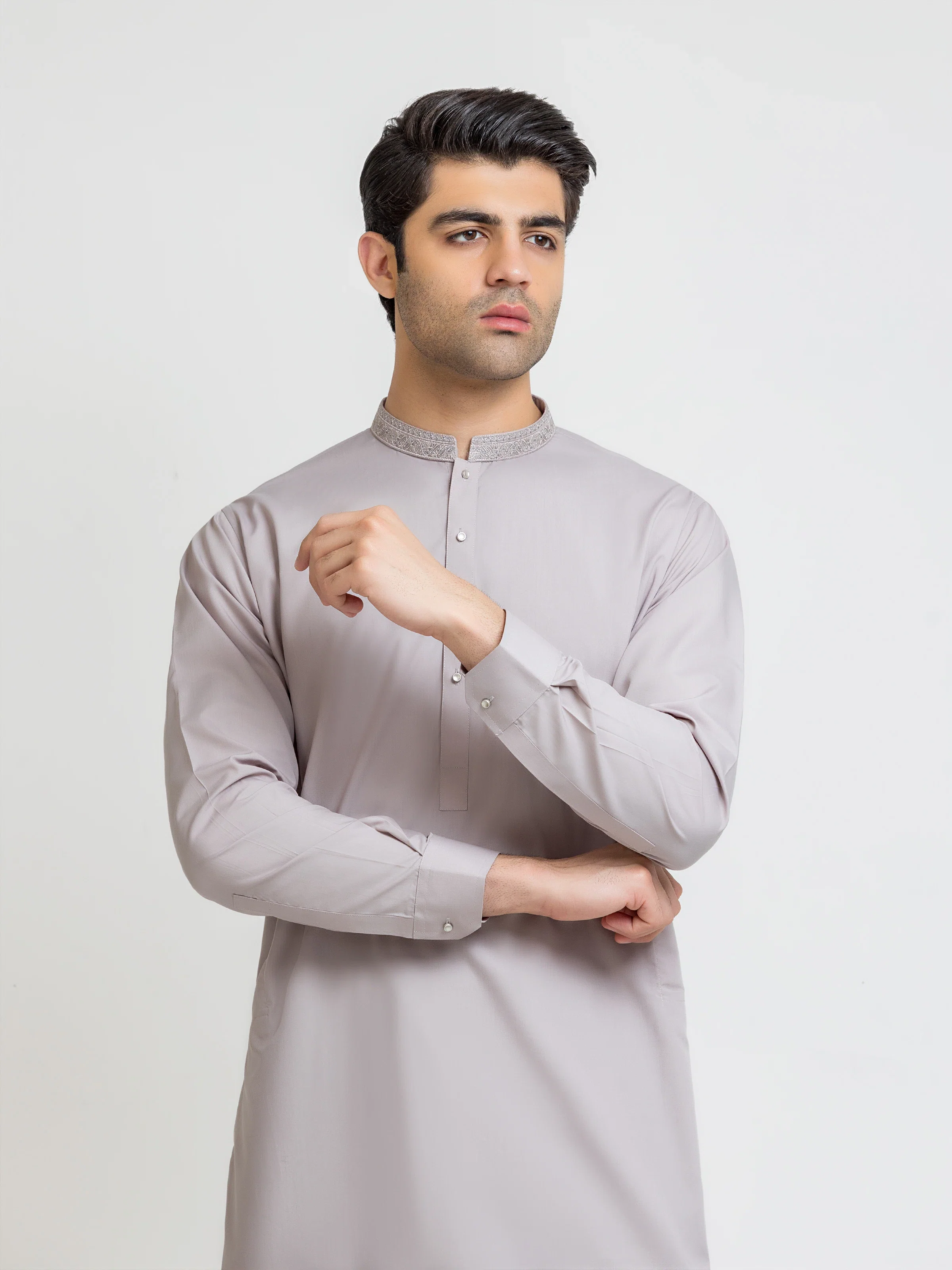 Men's Light Lavender Shalwar Kameez - EMTKS5-41214 - Image 2
