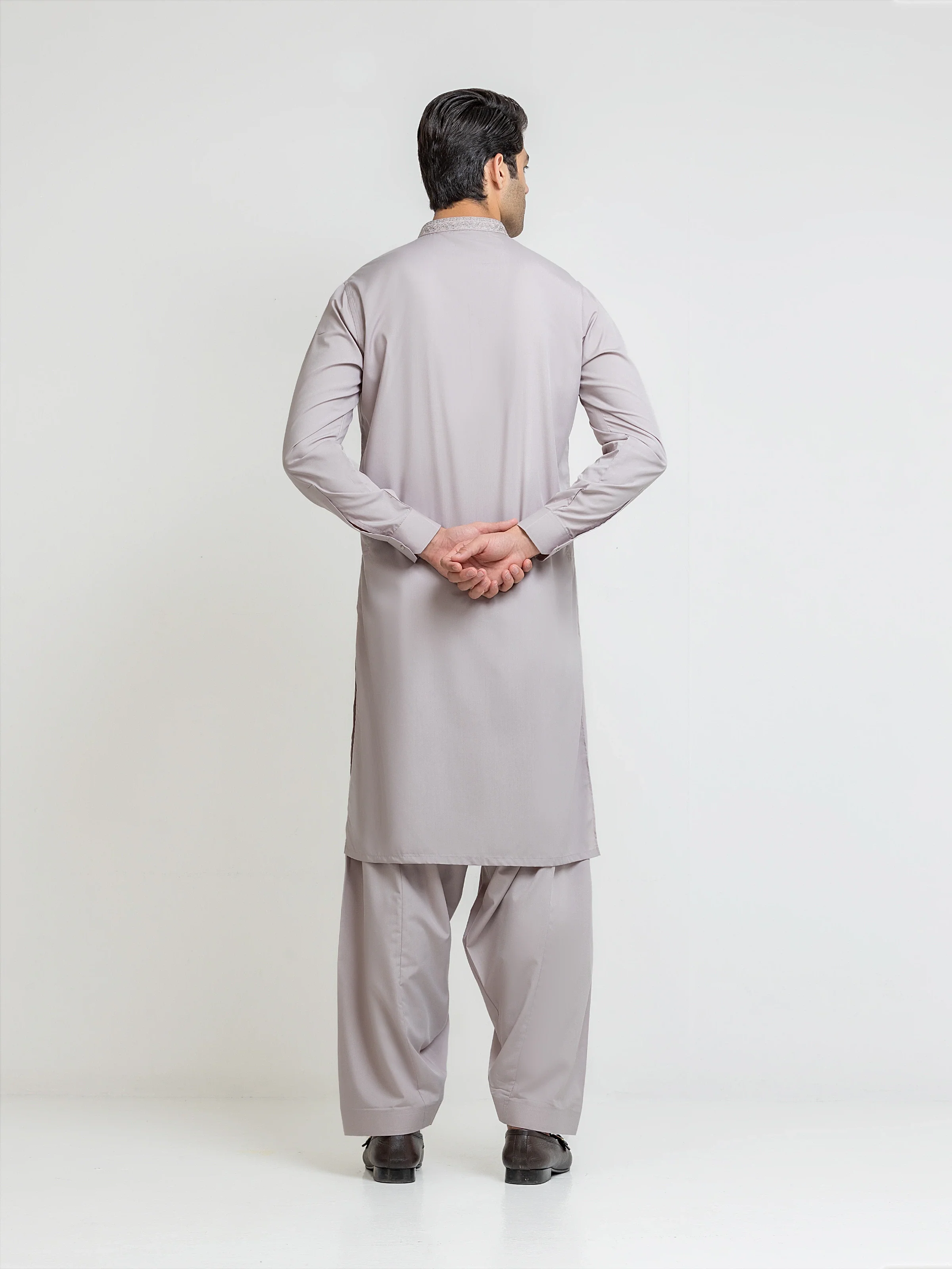 Men's Light Lavender Shalwar Kameez - EMTKS5-41214 - Image 4