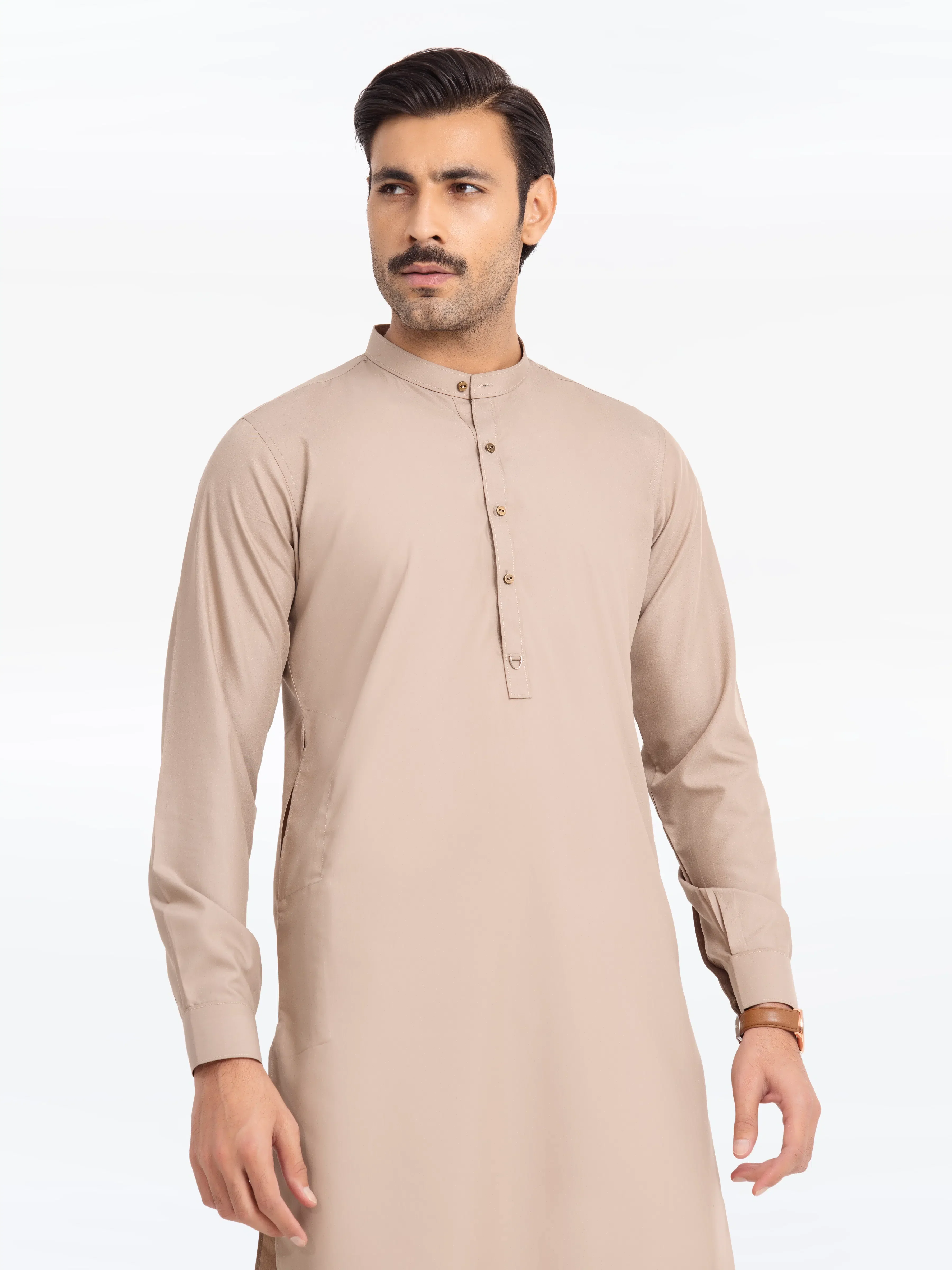Men's Light Olive Shalwar Kameez - EMTKST24S-99474 - Image 2