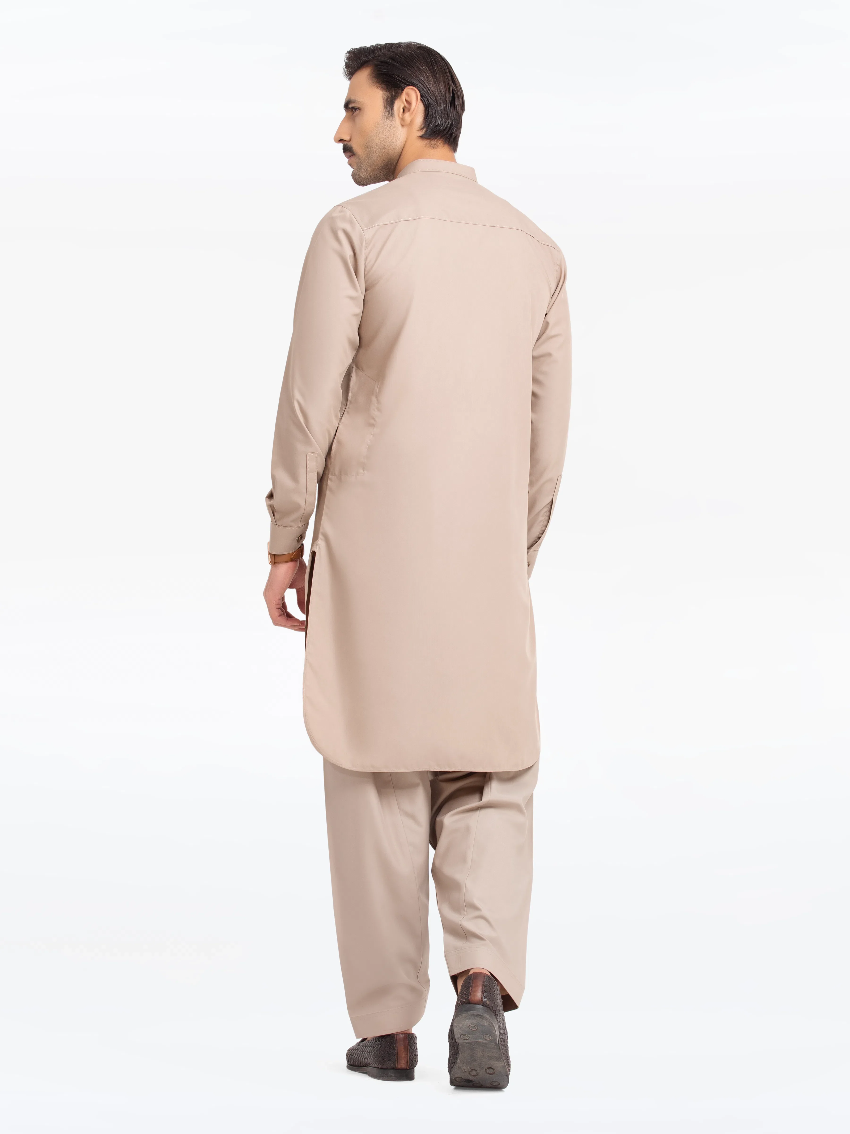 Men's Light Olive Shalwar Kameez - EMTKST24S-99474 - Image 6