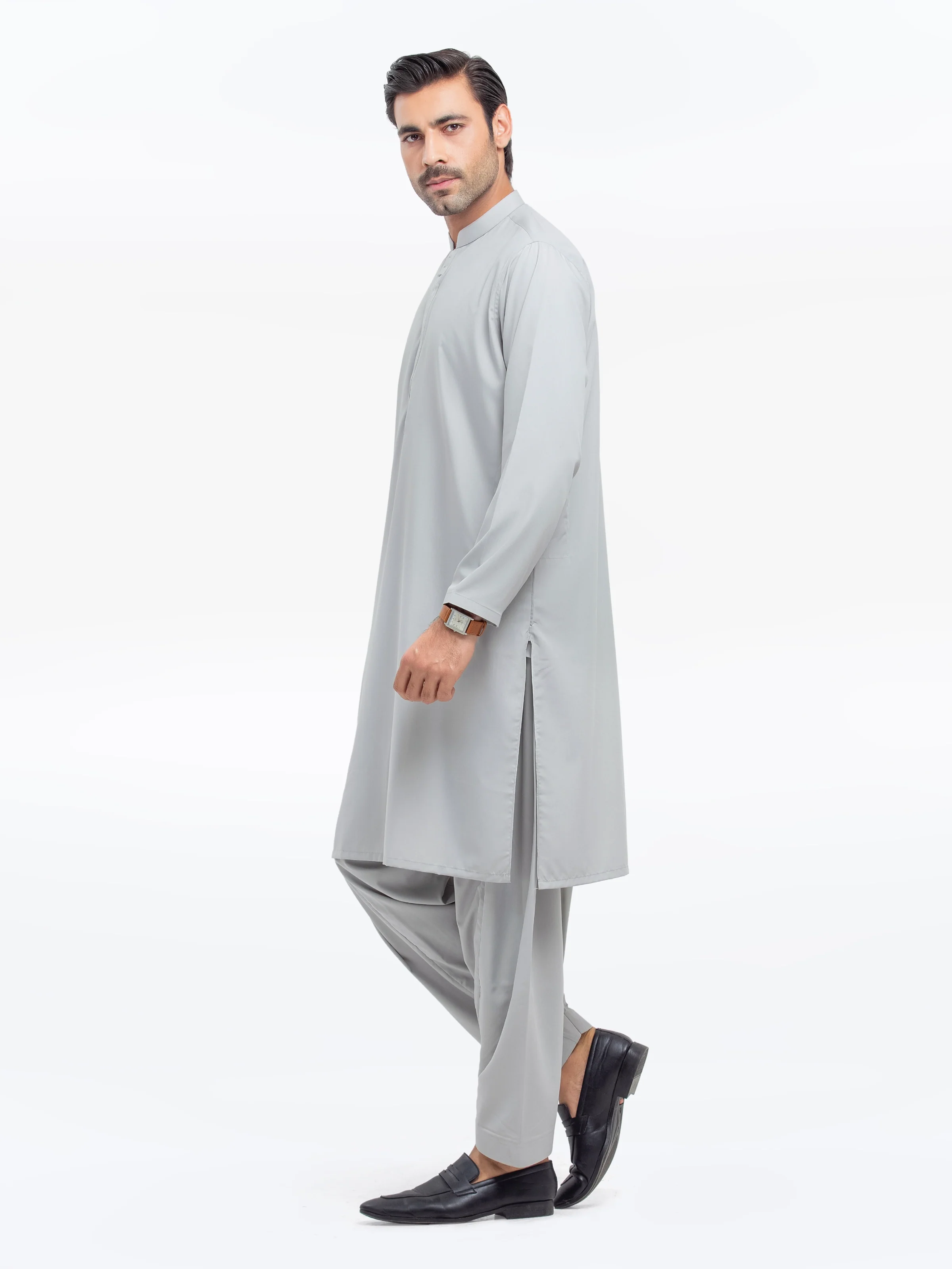 Men's Light Sage Shalwar Kameez - EMTKS25-41153 - Image 4