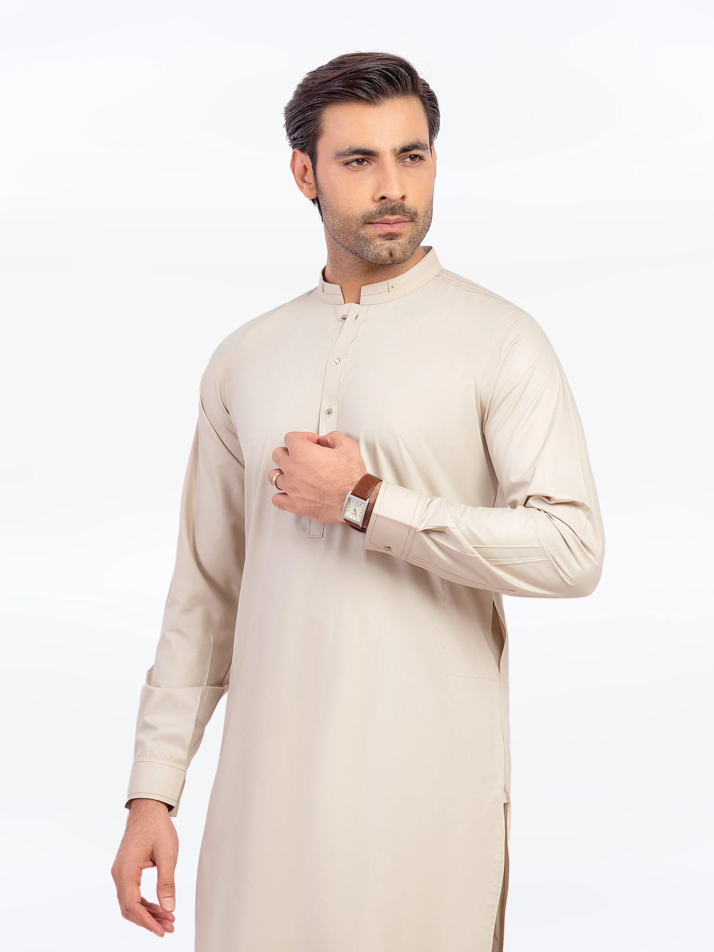 Men's Light Sage Shalwar Kameez - EMTKST5-99569 - Image 2