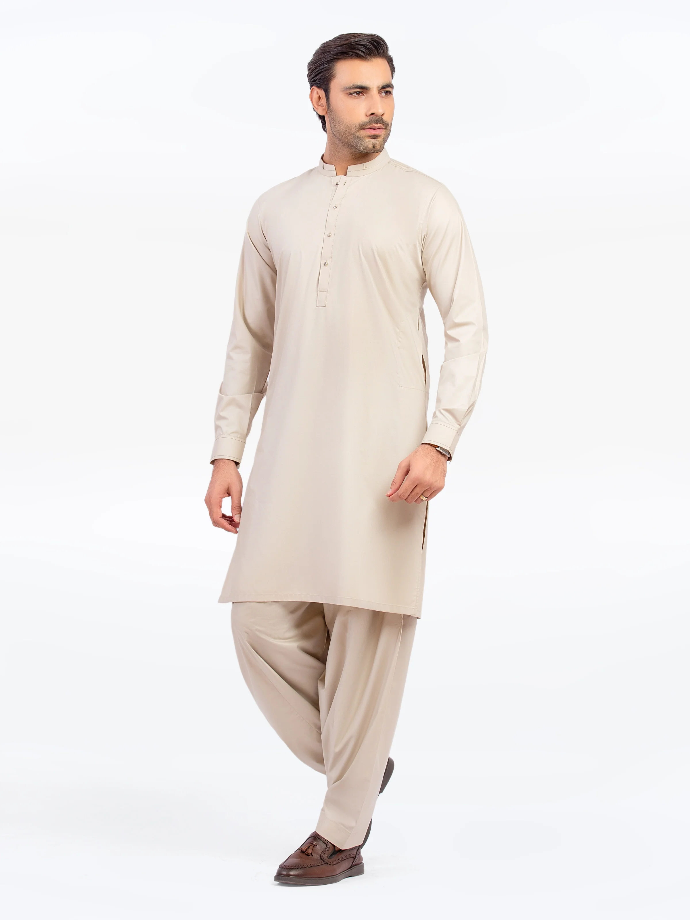 Men's Light Sage Shalwar Kameez - EMTKST5-99569 - Image 4