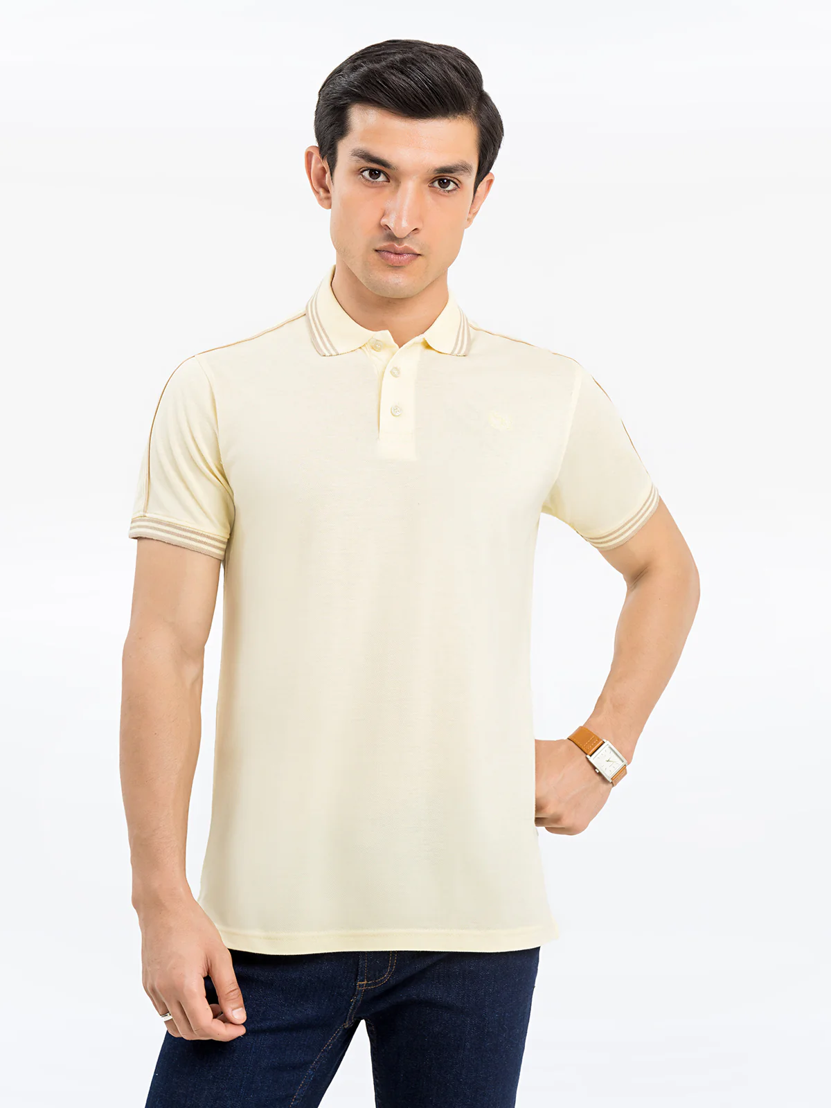 Men's Light Yellow Polo Shirt - EMTPS24-051 - Image 3