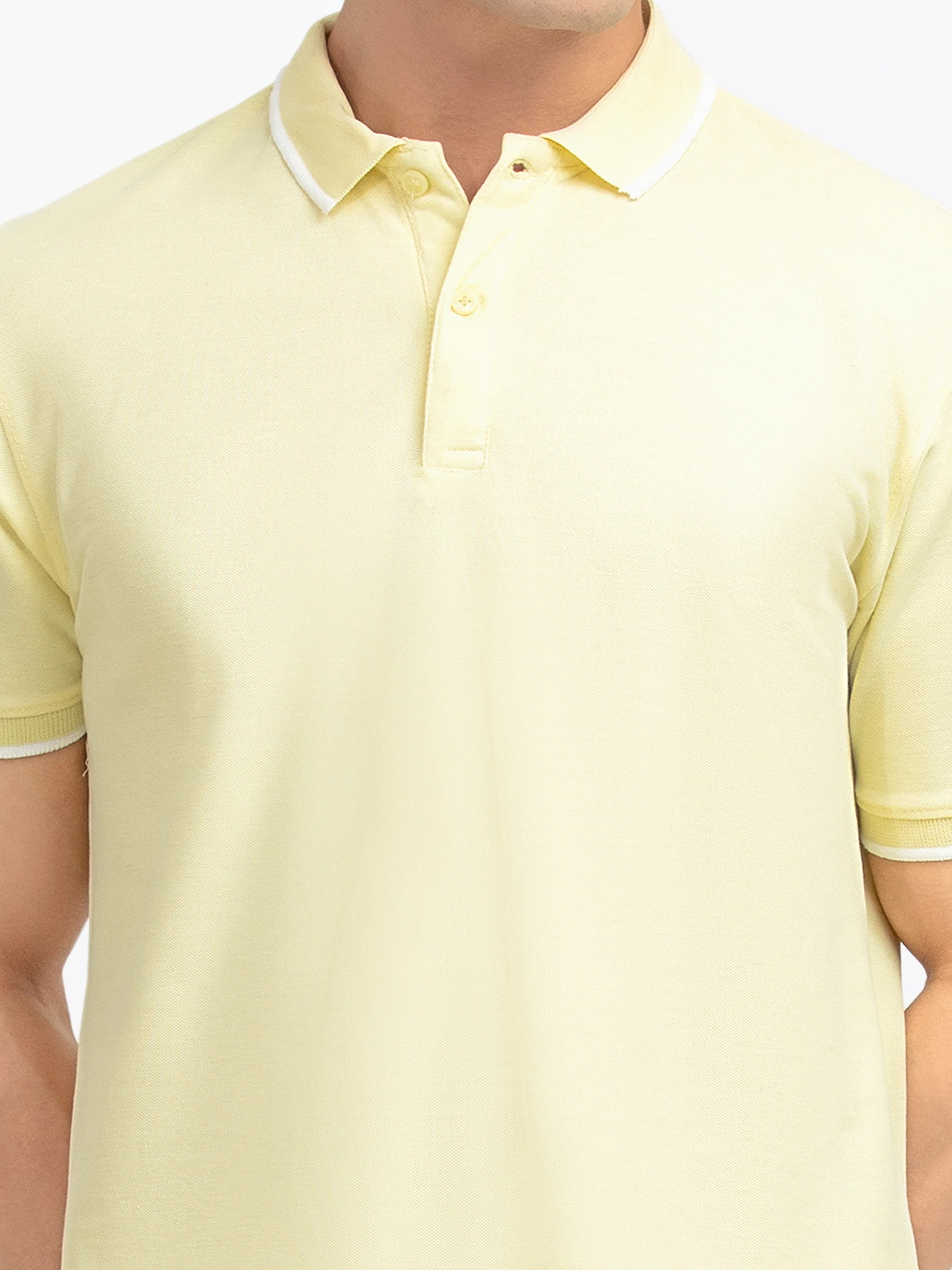 Men's Light Yellow Polo Shirt - EMTPS5-044 - Image 3