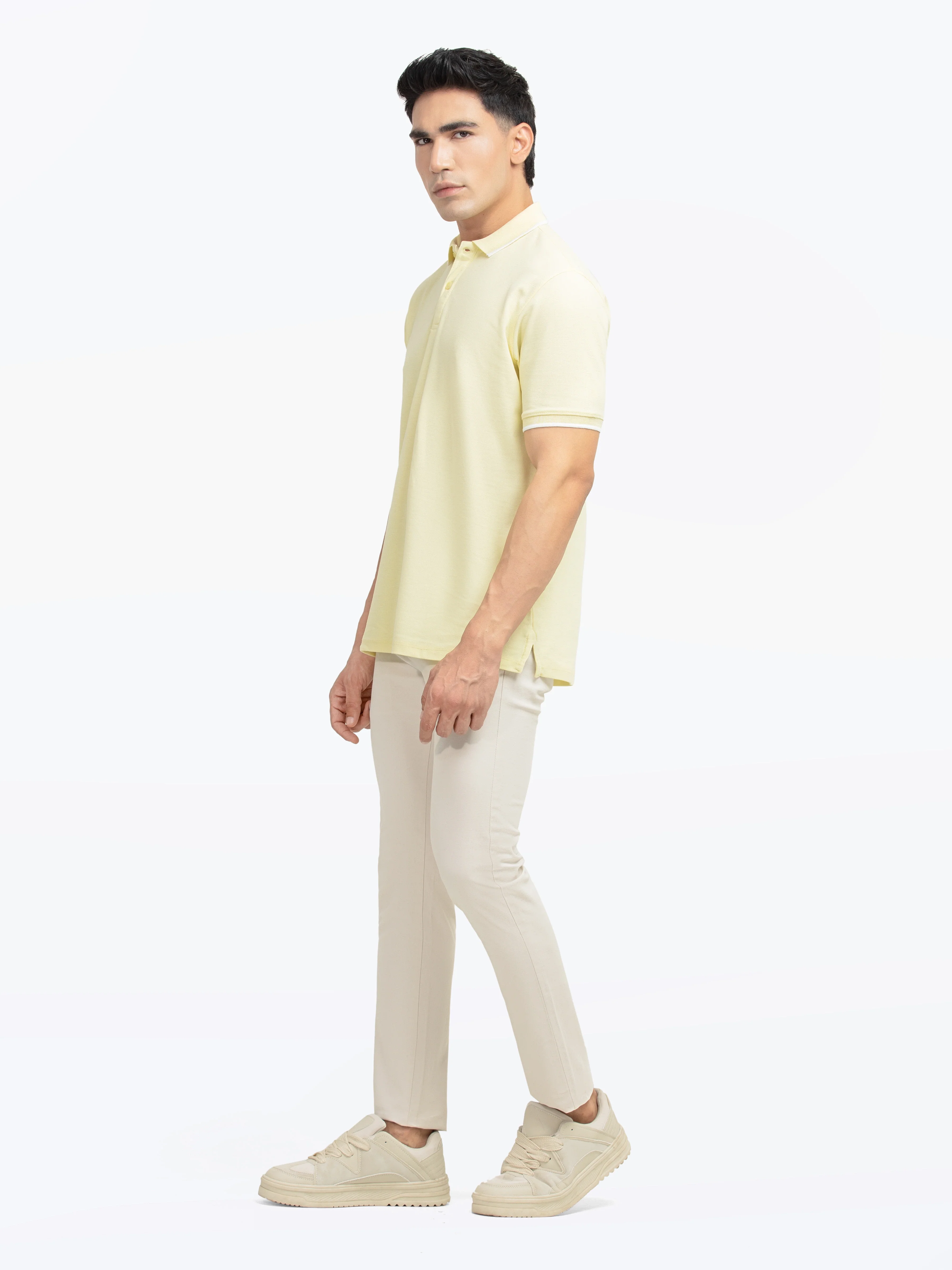 Men's Light Yellow Polo Shirt - EMTPS5-044 - Image 4