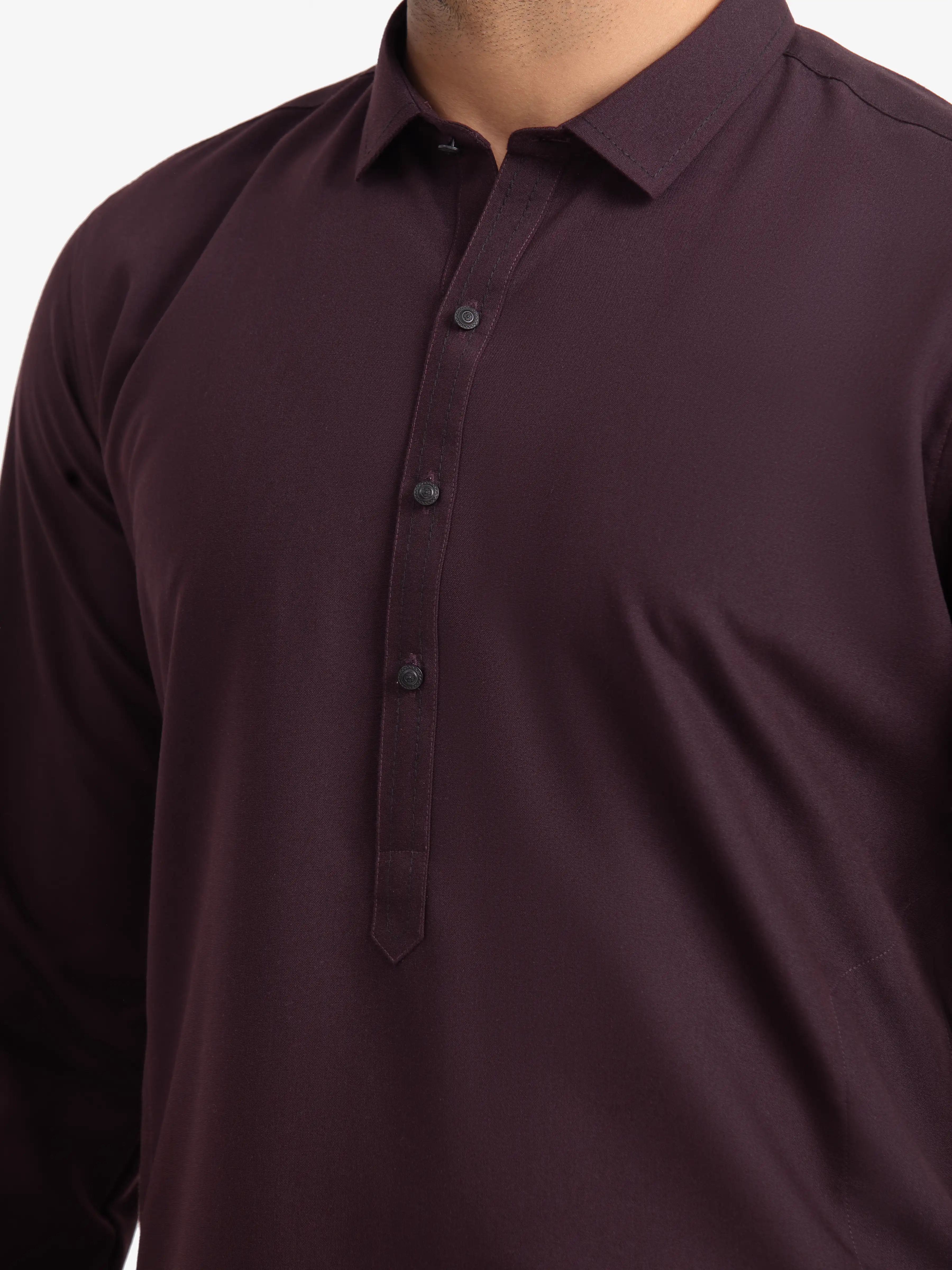 Men's Magenta Purple Shalwar Kameez - EMTKS24W-41130 - Image 2