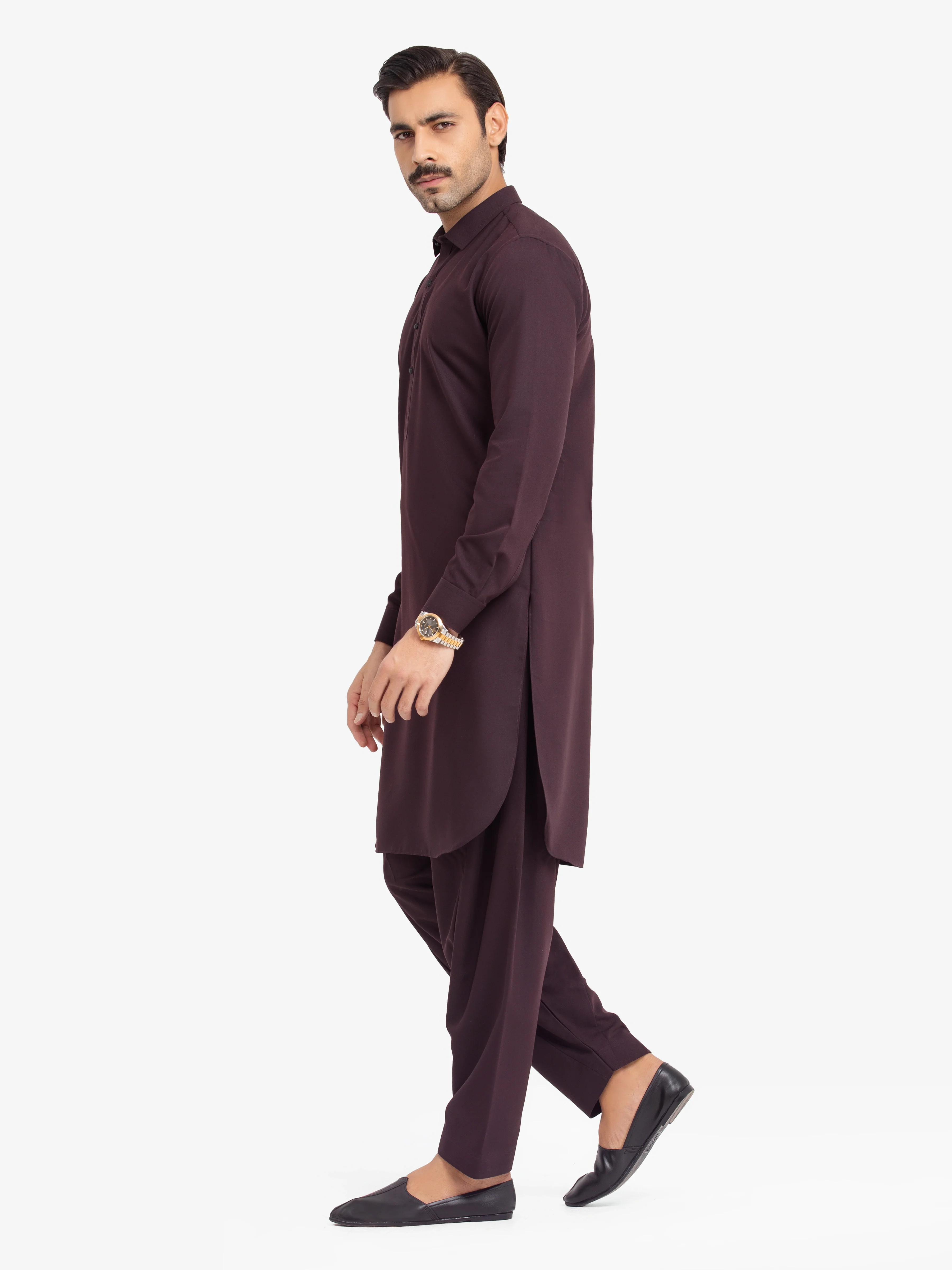 Men's Magenta Purple Shalwar Kameez - EMTKS24W-41130 - Image 3