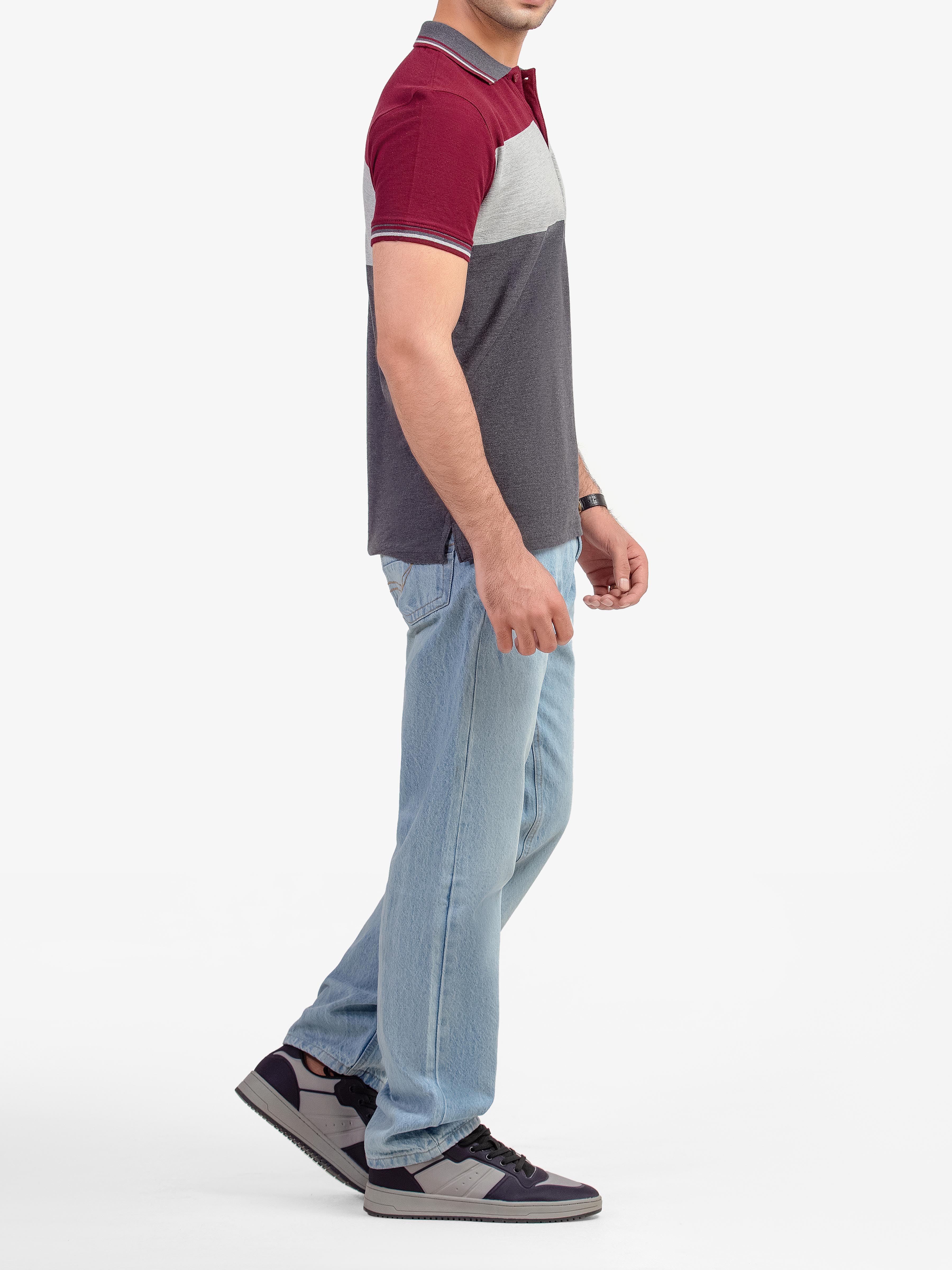 Men's Maroon & Grey Polo Shirt - EMTPS5-076 - Image 4