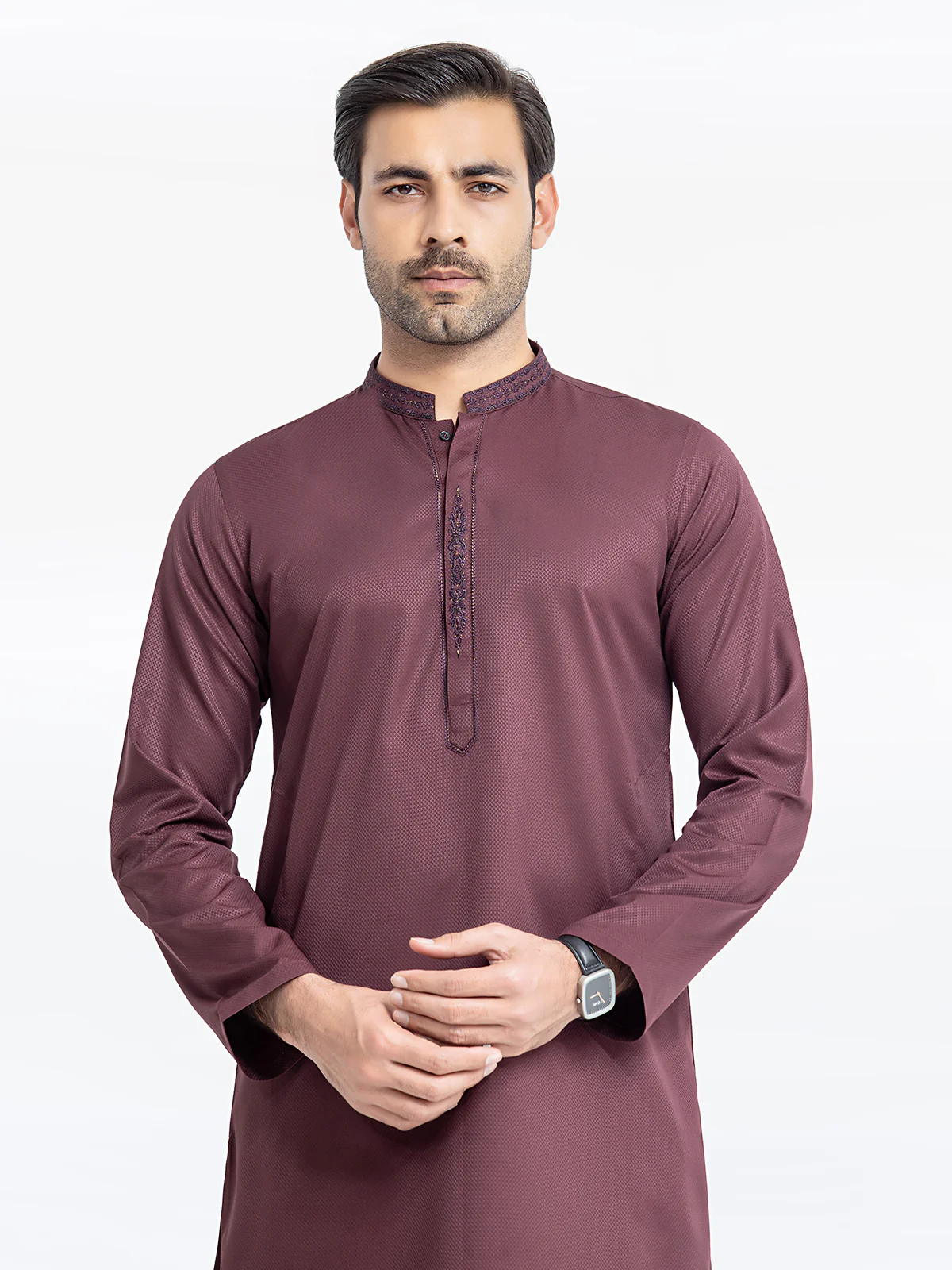 Men's Maroon Kurta - EMTK24S-99447 - Image 2