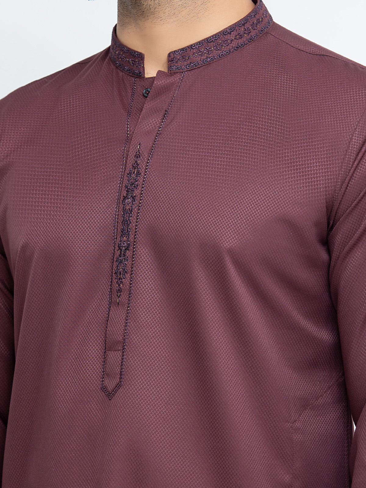 Men's Maroon Kurta - EMTK24S-99447 - Image 3