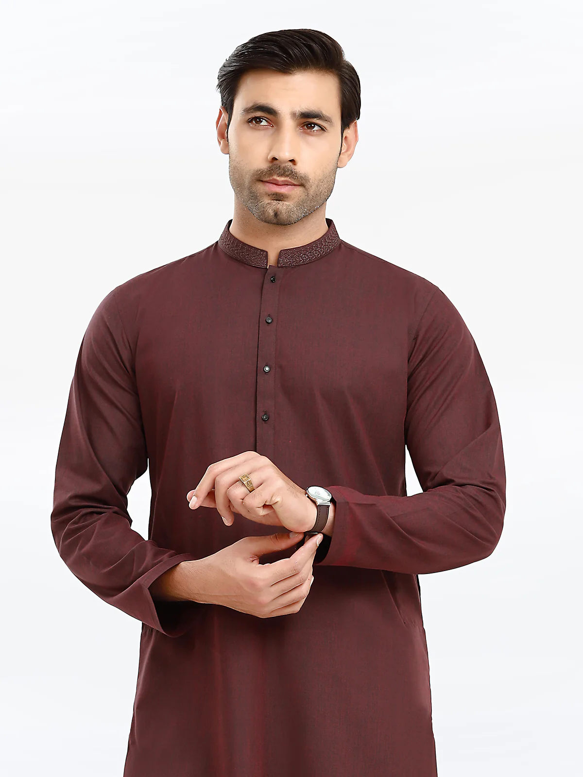 Men's Maroon Kurta - EMTK24S-41121 - Image 2