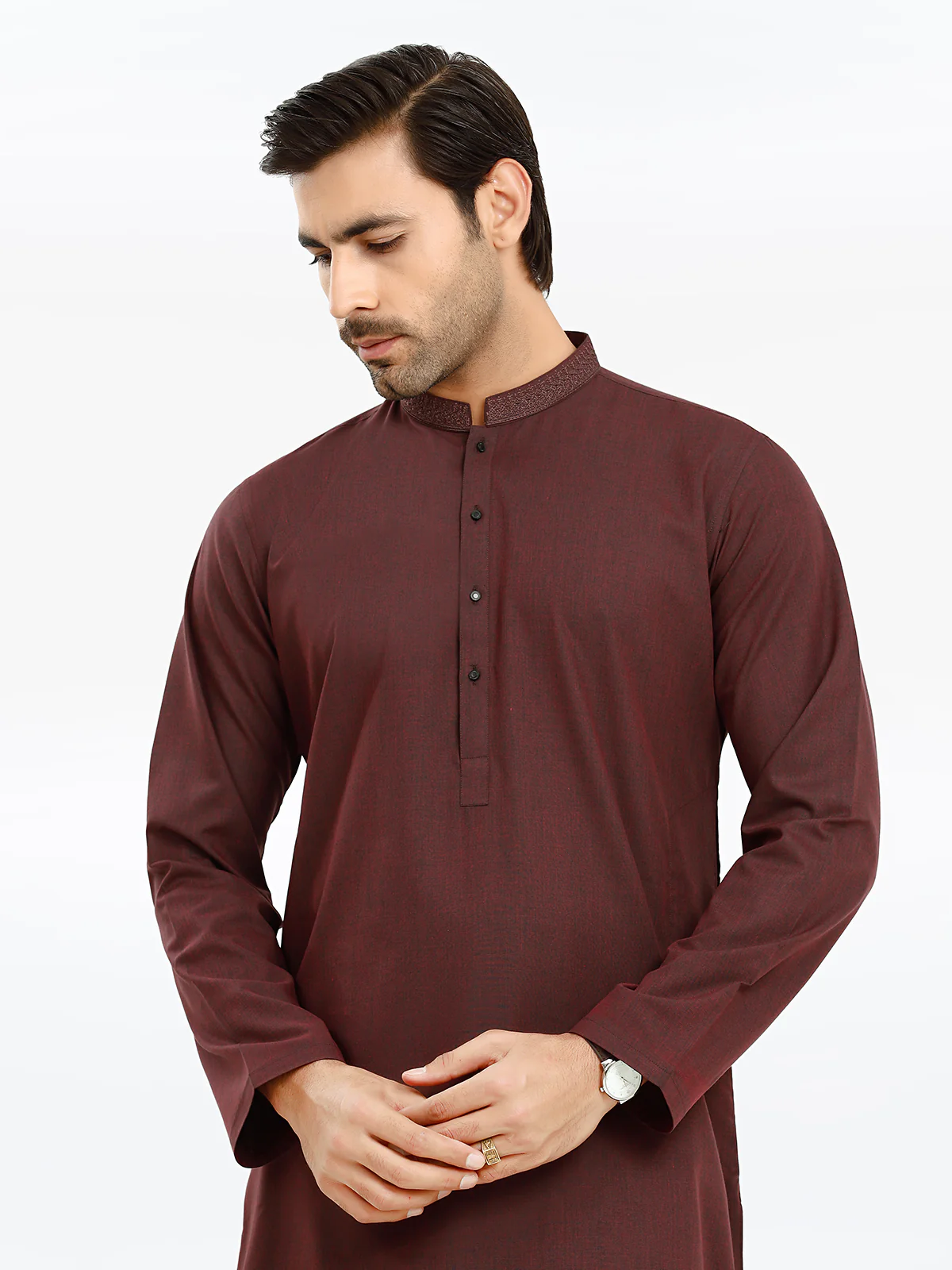 Men's Maroon Kurta - EMTK24S-41121 - Image 3
