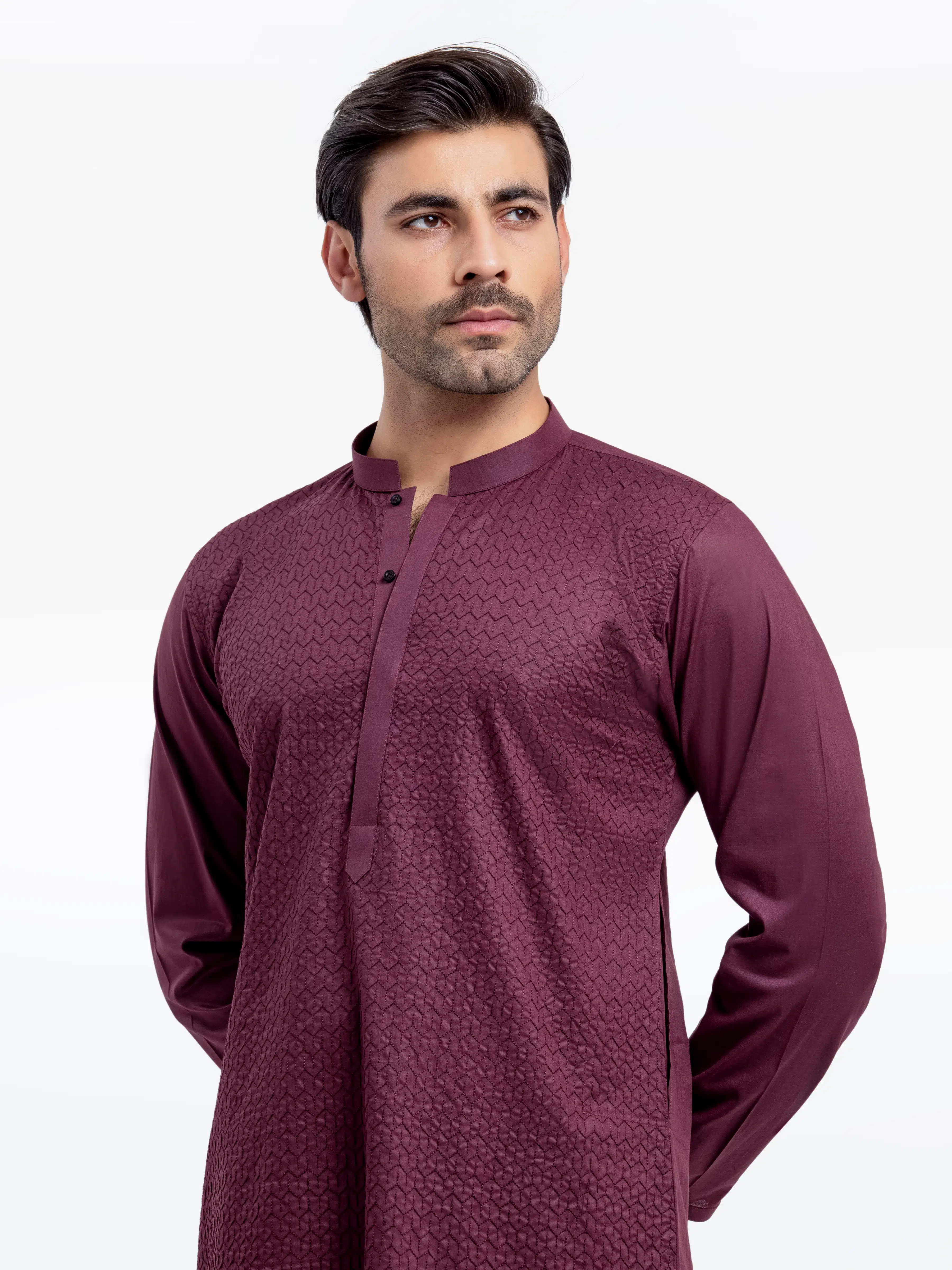 Men's Maroon Kurta - EMTK25-99493 - Image 2