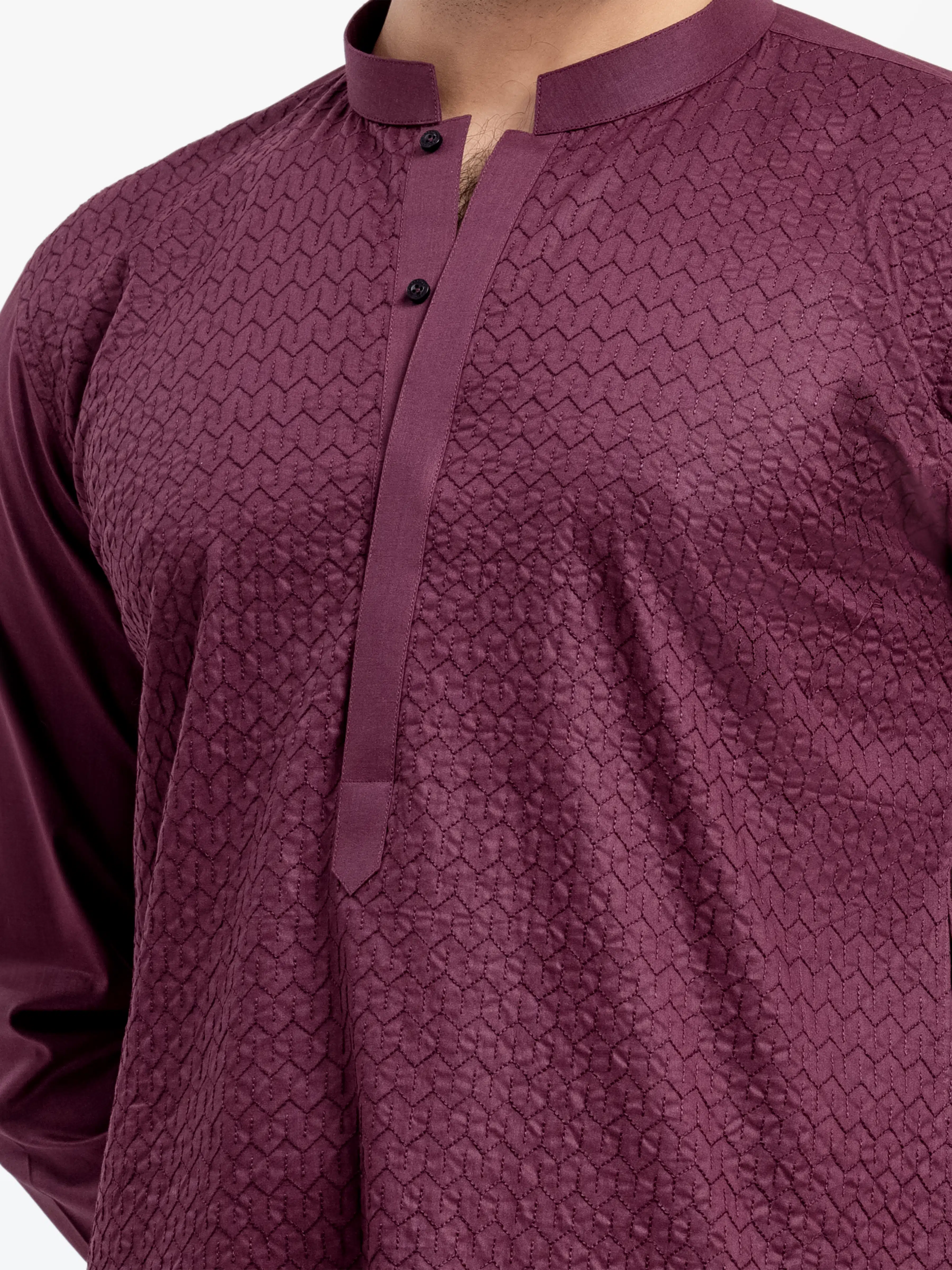 Men's Maroon Kurta - EMTK25-99493 - Image 3