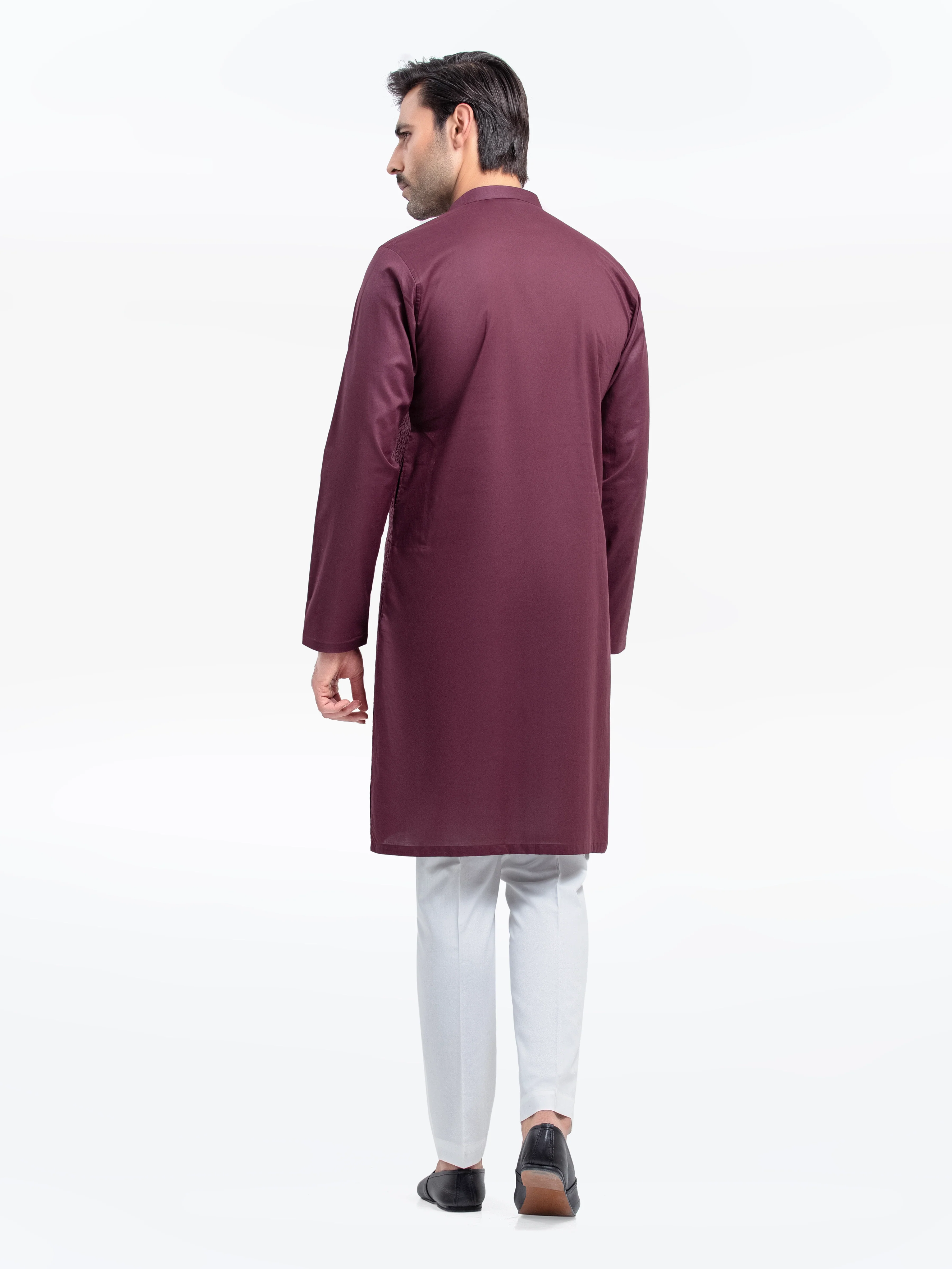 Men's Maroon Kurta - EMTK25-99493 - Image 5