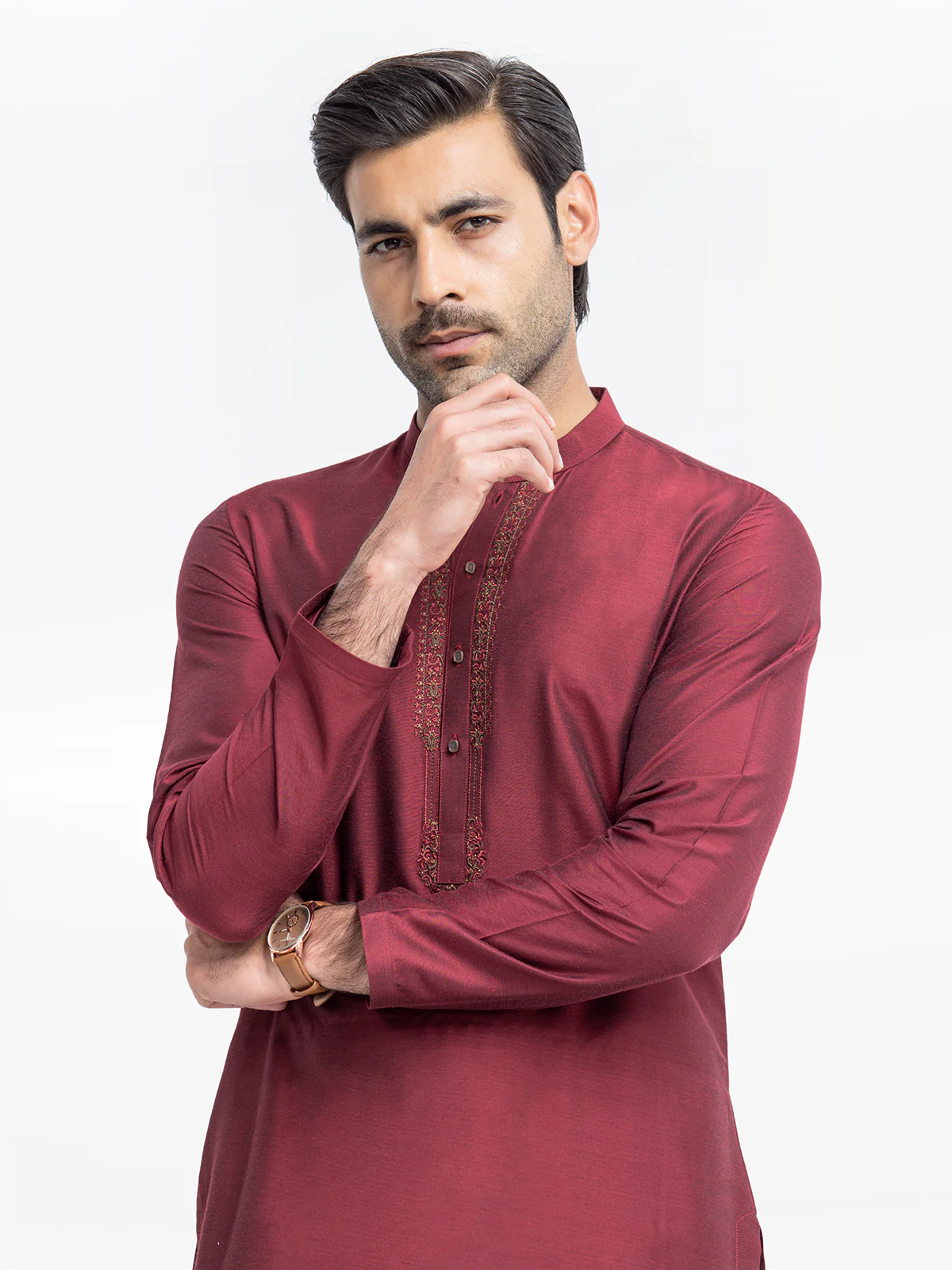 Men's Maroon Kurta - EMTKC24-115 - Image 2
