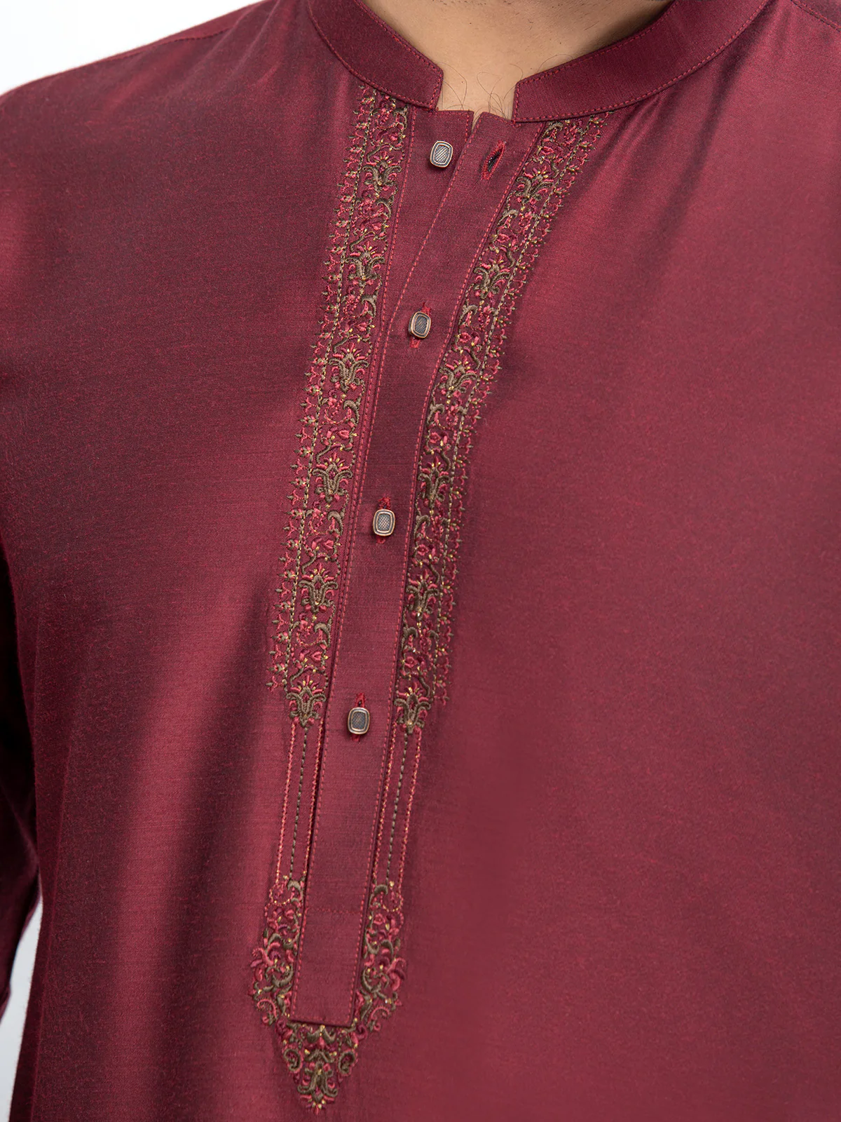 Men's Maroon Kurta - EMTKC24-115 - Image 3