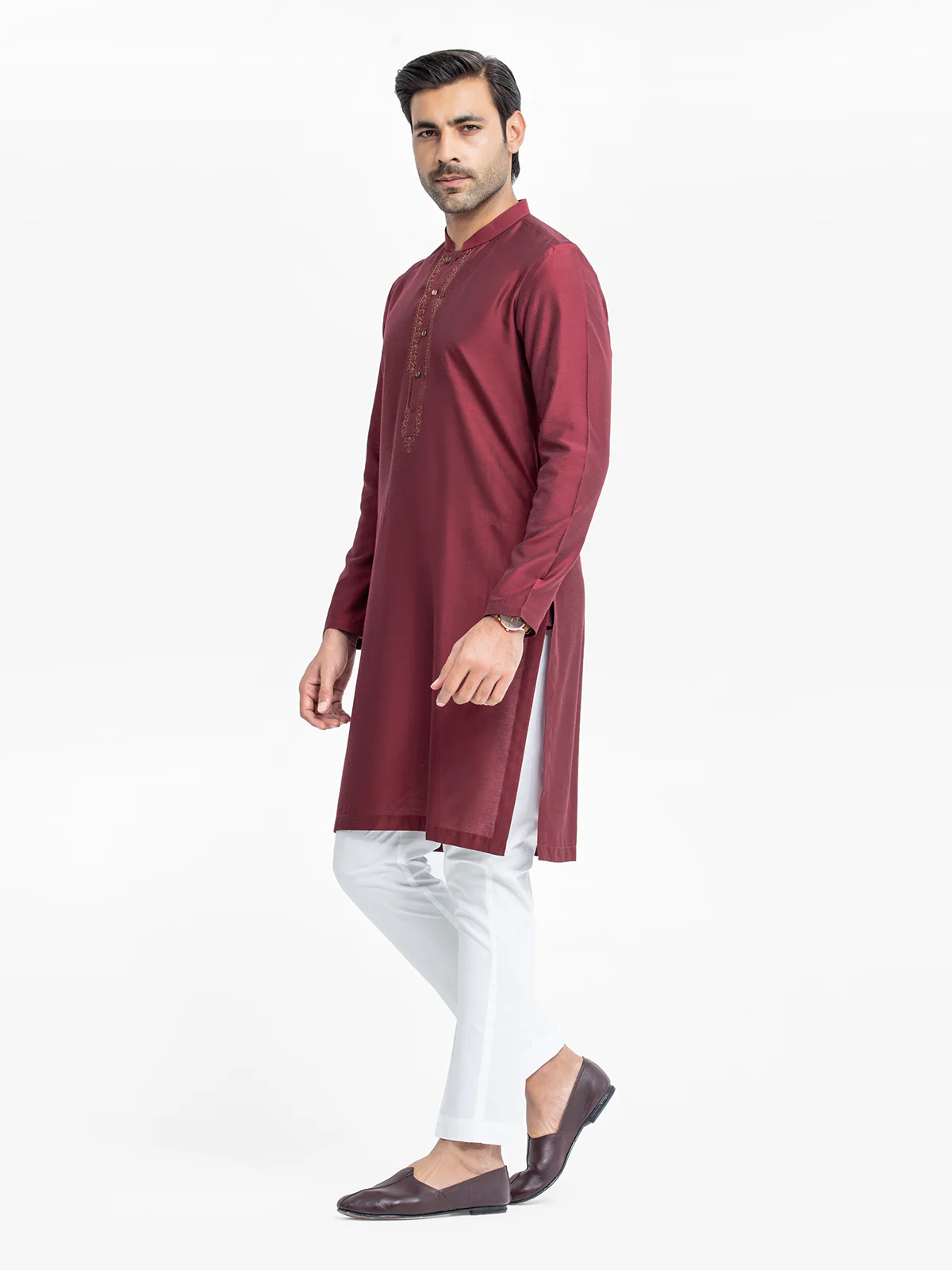 Men's Maroon Kurta - EMTKC24-115 - Image 4