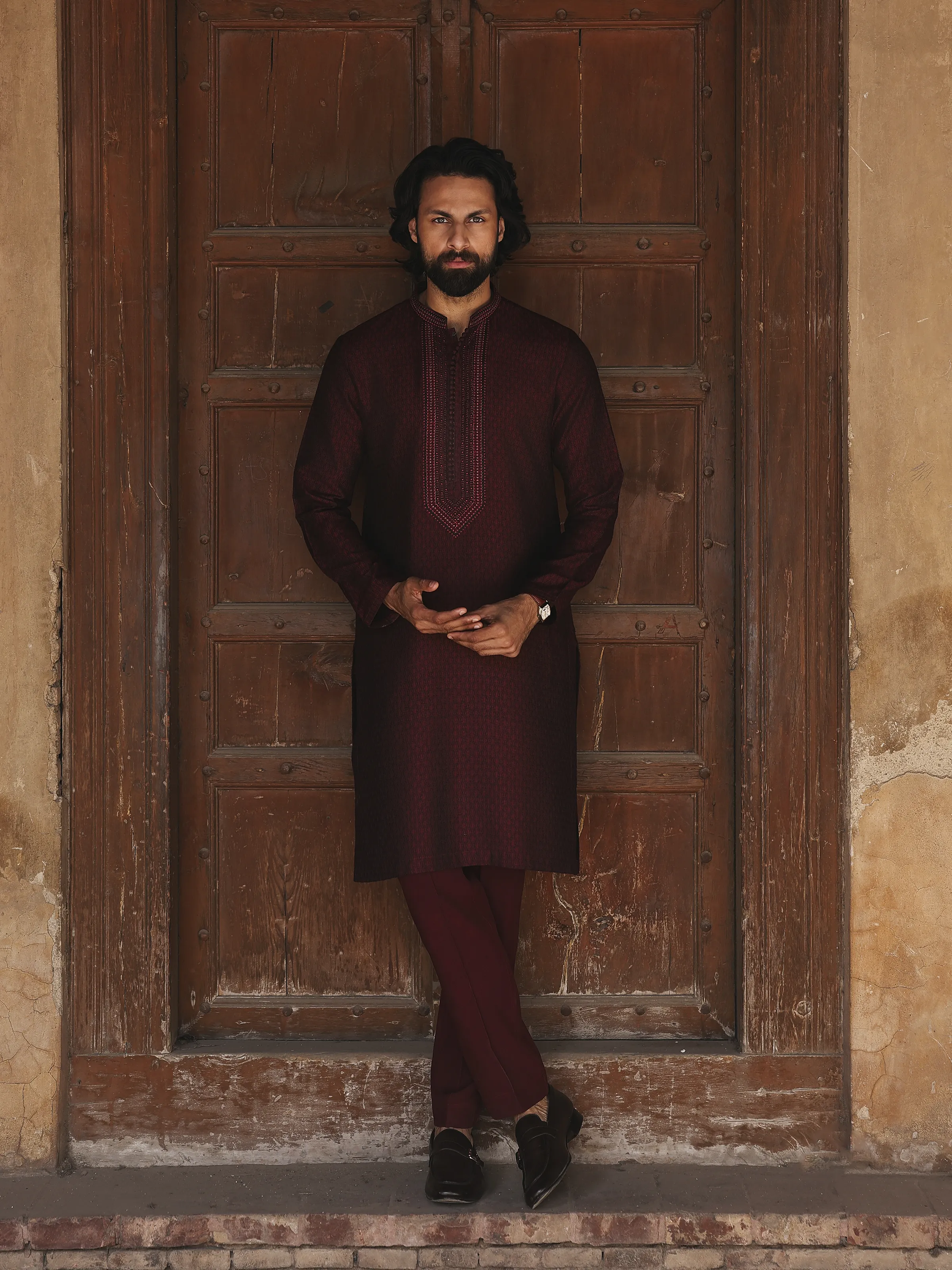 Men's Maroon Kurta - EMTKC5-160