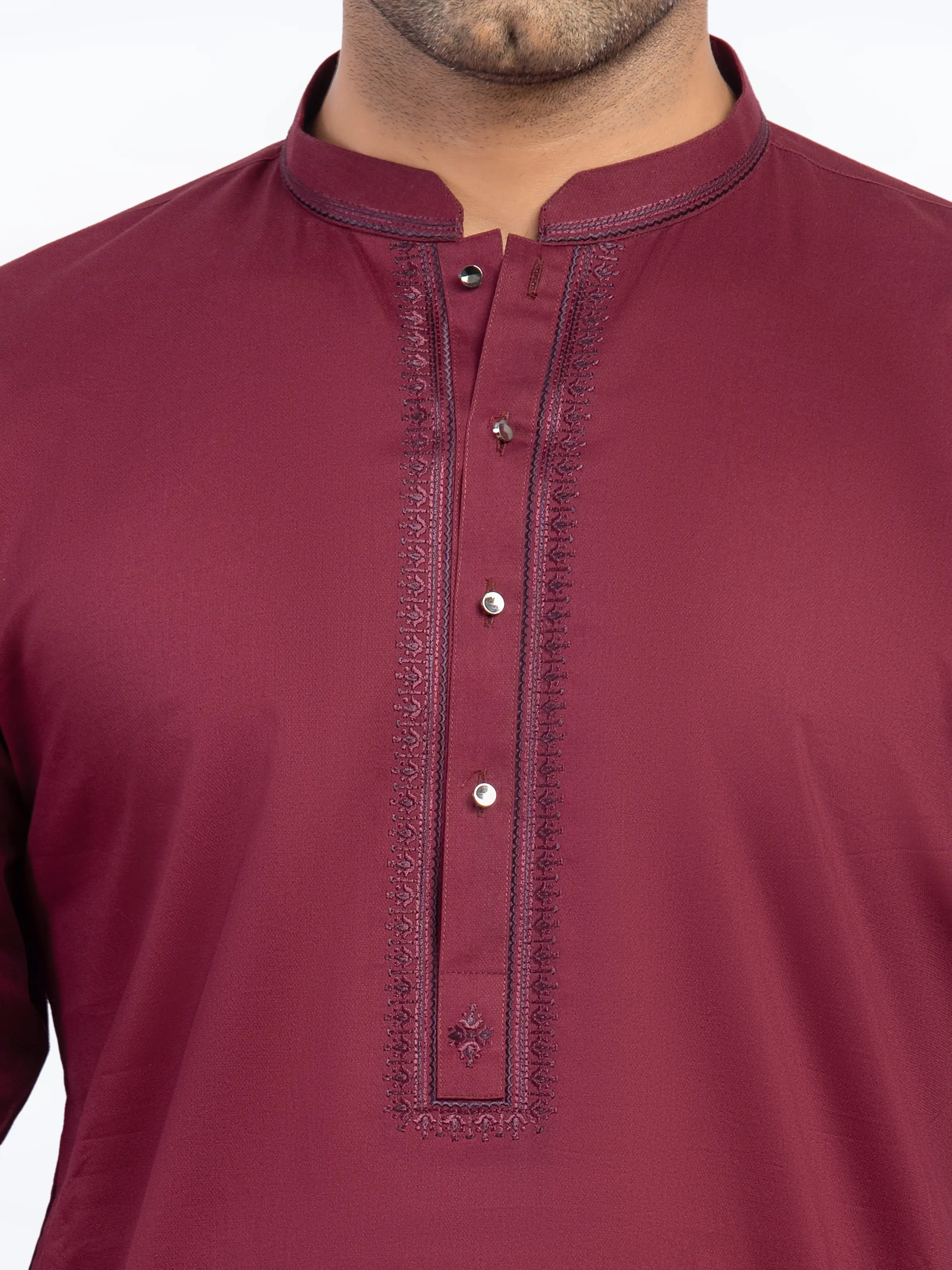 Men's Maroon Kurta Pajama - EMTKPT5-065 - Image 3