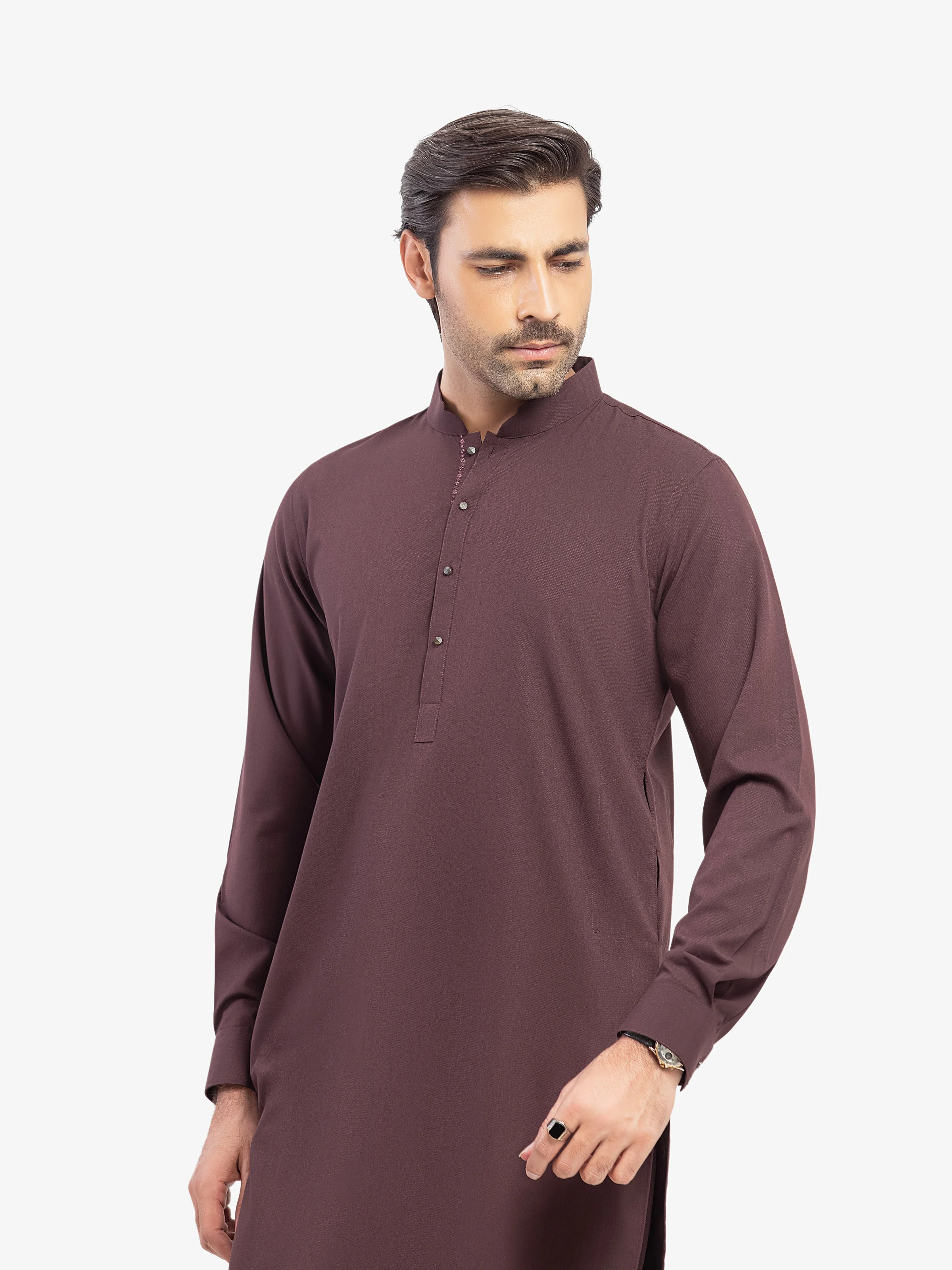 Men's Maroon Kurta Pajama - EMTKPT5-079 - Image 2