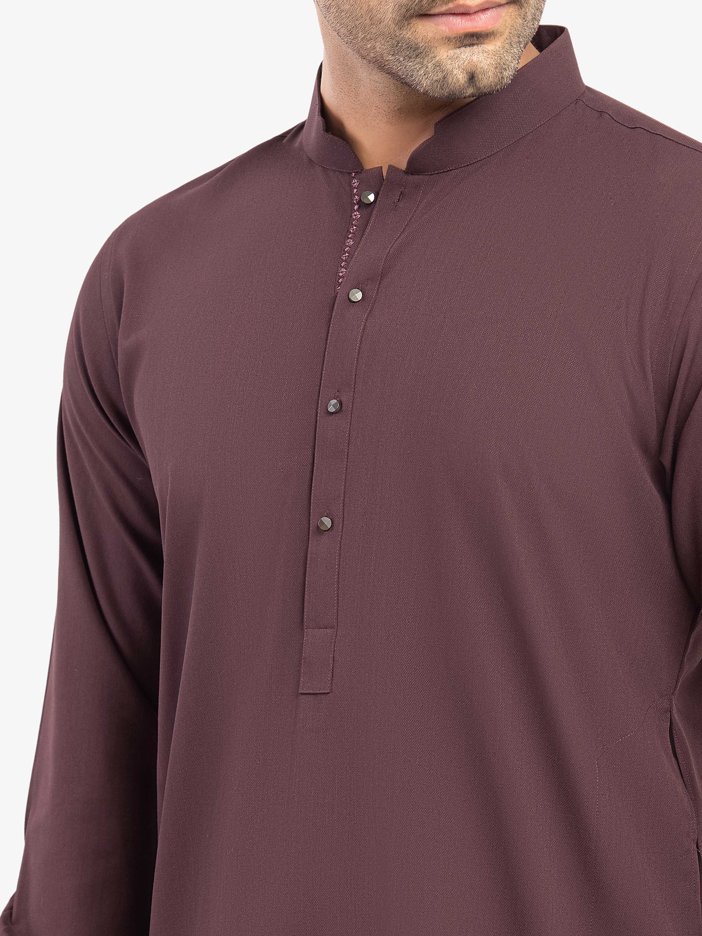 Men's Maroon Kurta Pajama - EMTKPT5-079 - Image 3