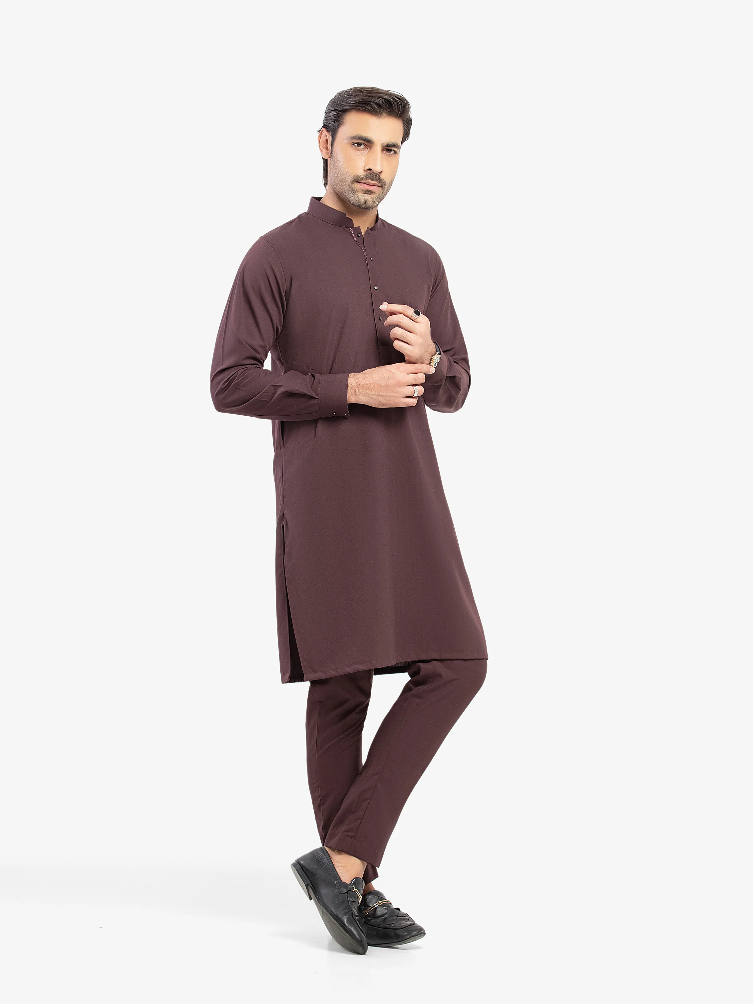 Men's Maroon Kurta Pajama - EMTKPT5-079 - Image 4