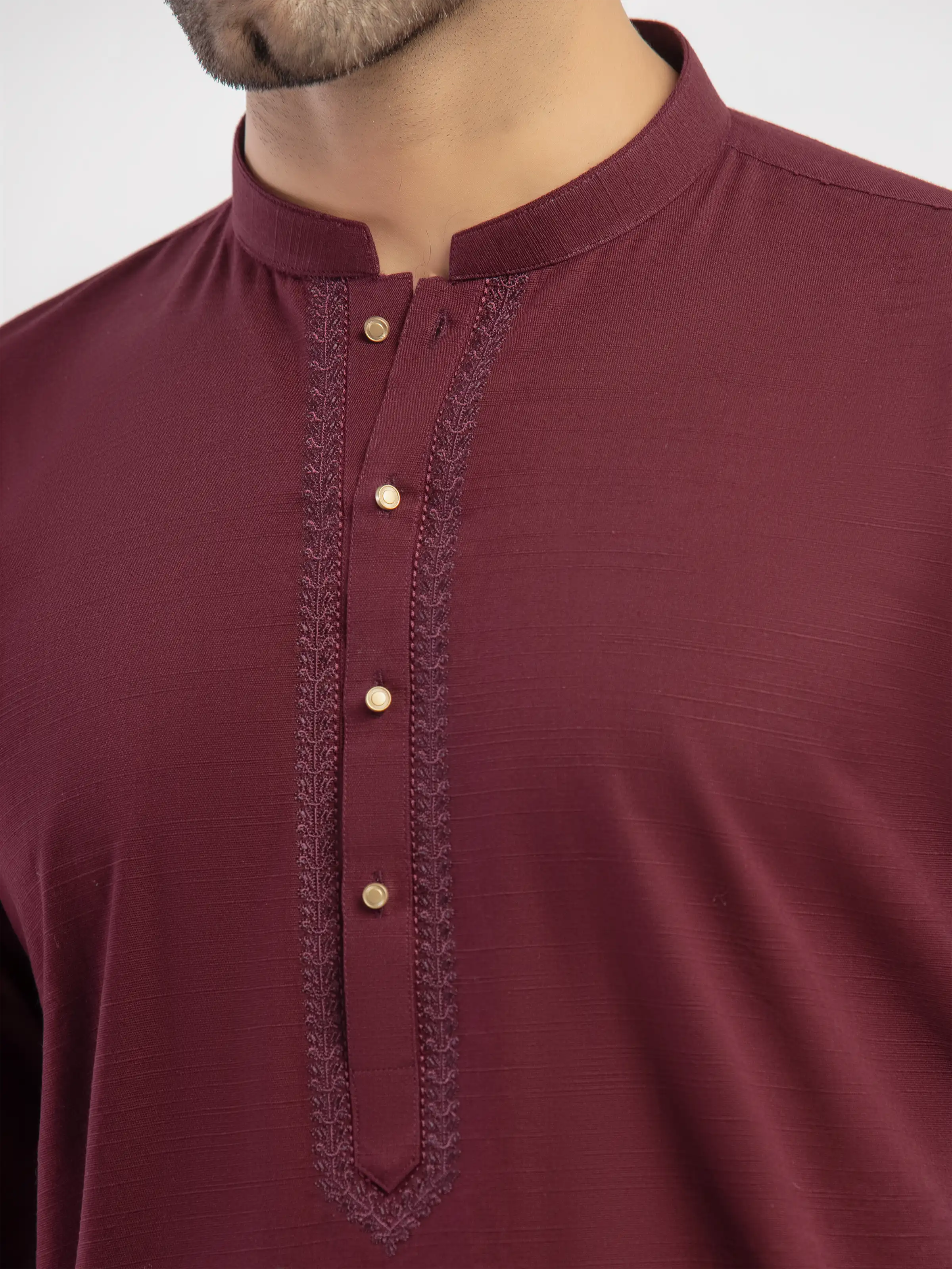 Men's Maroon Kurta Pajama - EMTKPT5-091 - Image 3