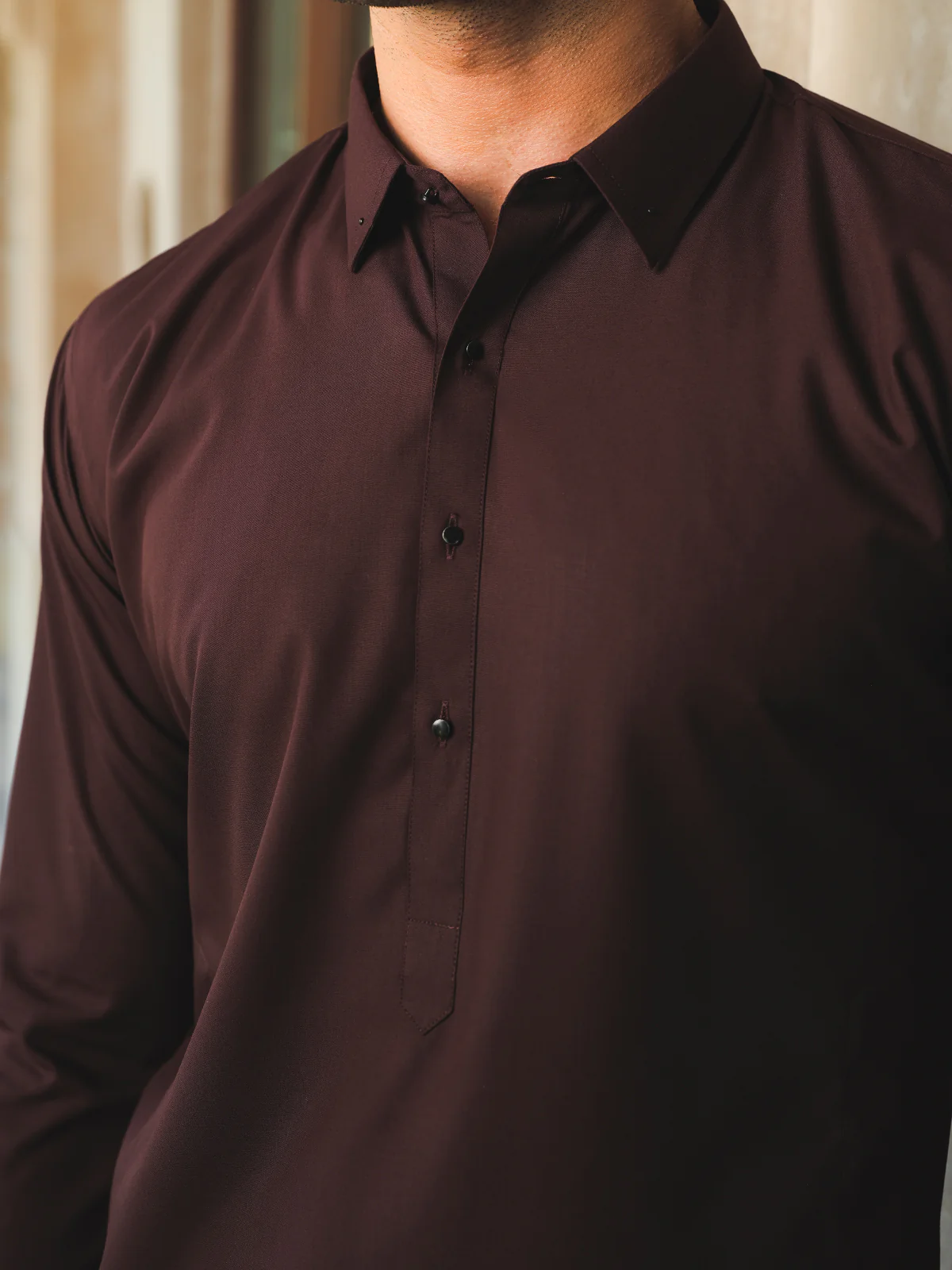 Men's Maroon Shalwar Kameez - EMTKS24S-41119 - Image 5