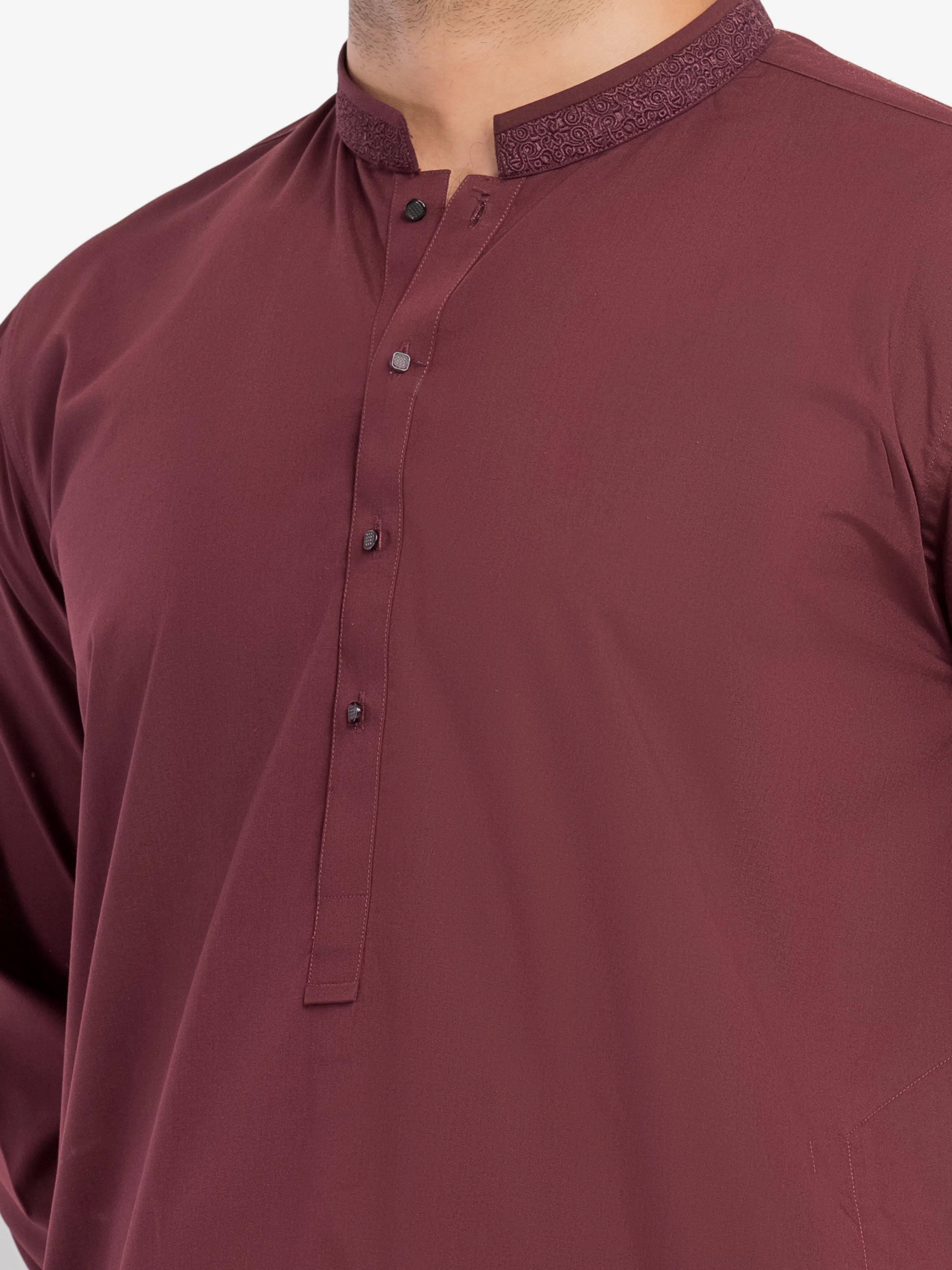 Men's Maroon Shalwar Kameez - EMTKS5-41188 - Image 3