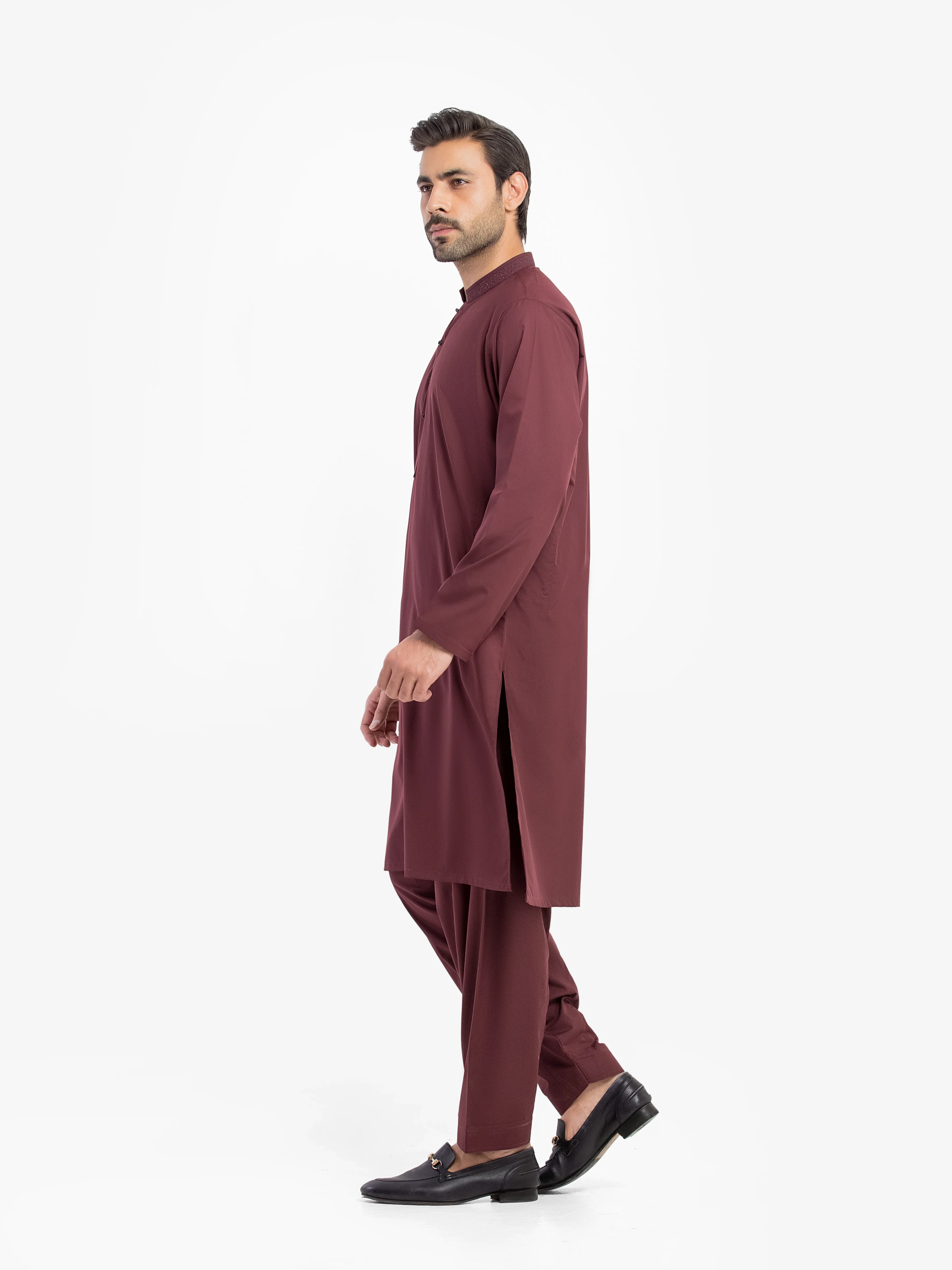 Men's Maroon Shalwar Kameez - EMTKS5-41188 - Image 4