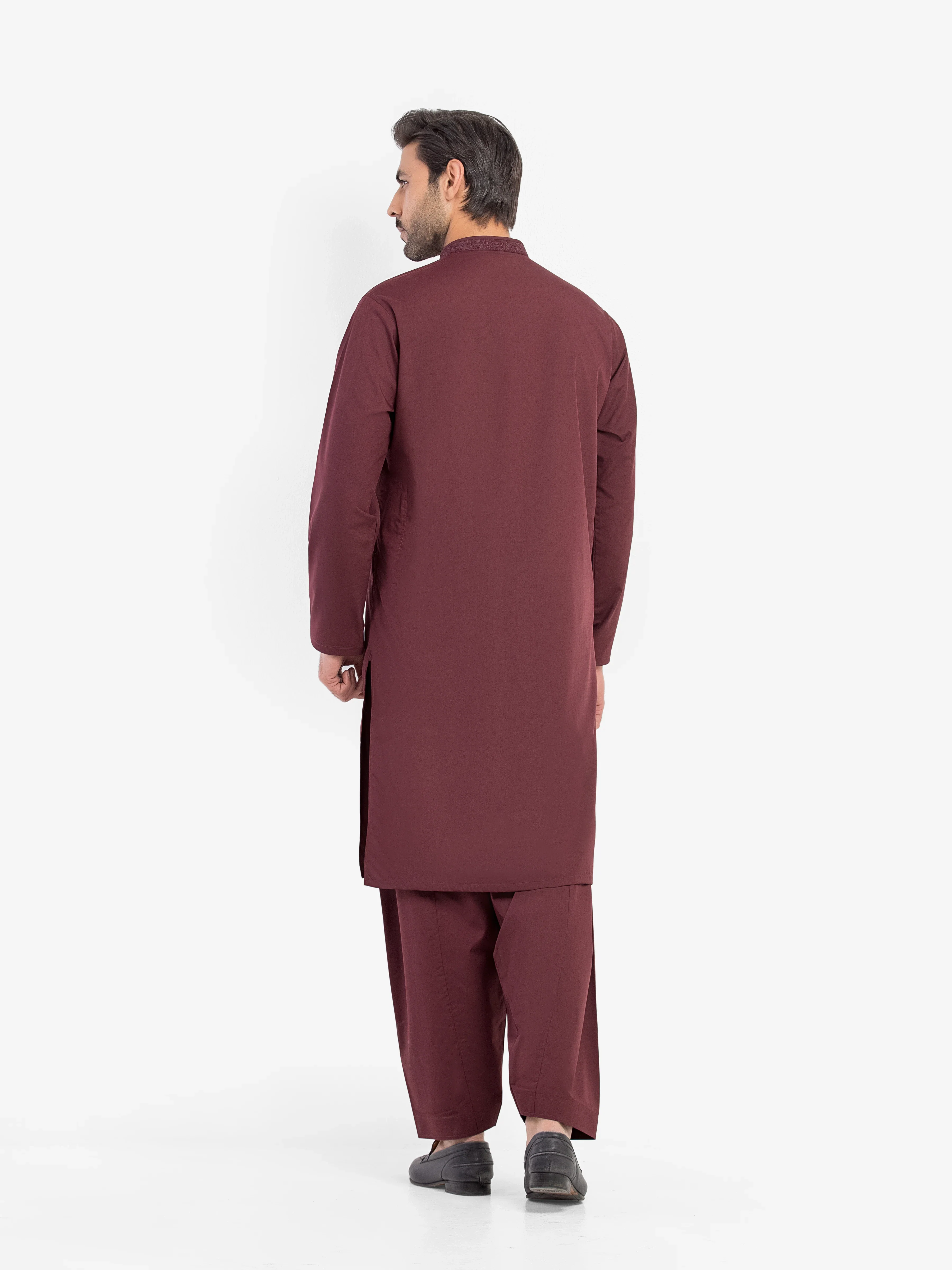 Men's Maroon Shalwar Kameez - EMTKS5-41188 - Image 5