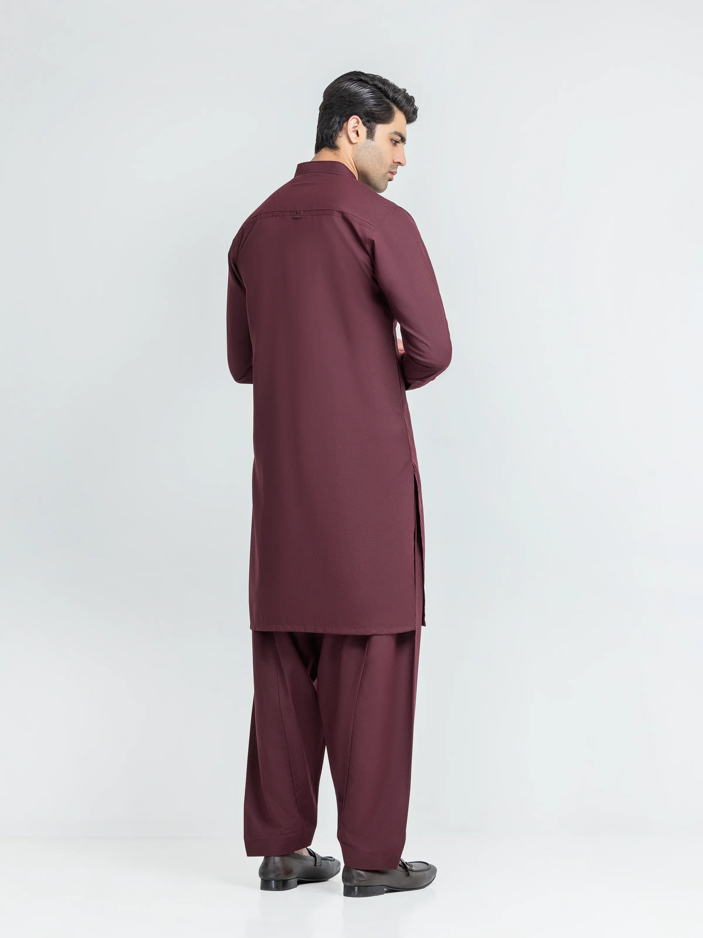 Men's Maroon Kurta Shalwar - EMTKS6-41251 - Image 6