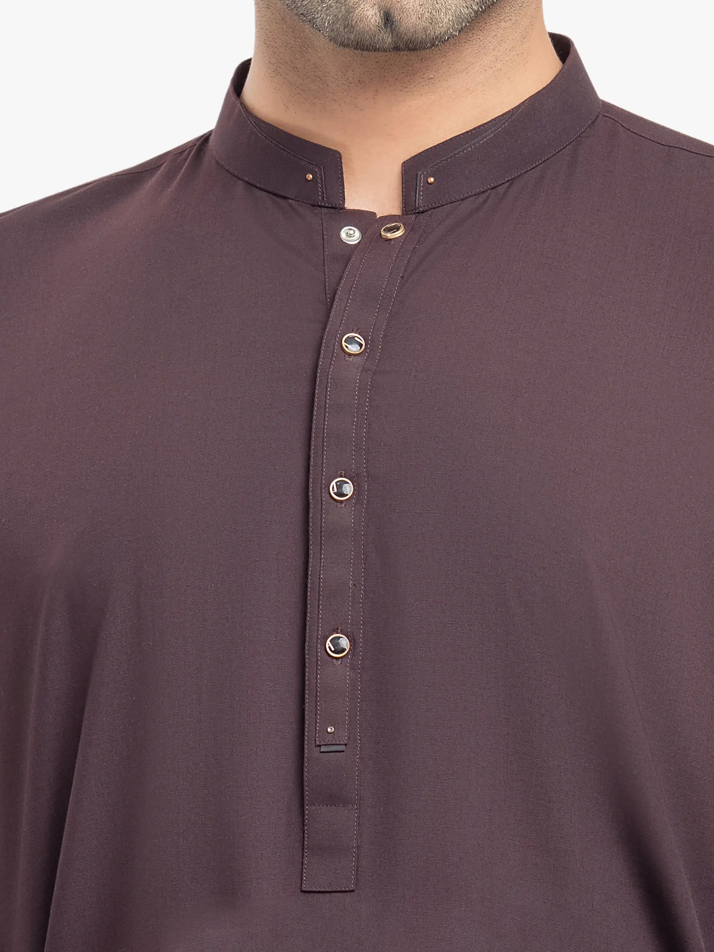 Men's Maroon Shalwar Kameez - EMTKST5-99524 - Image 3