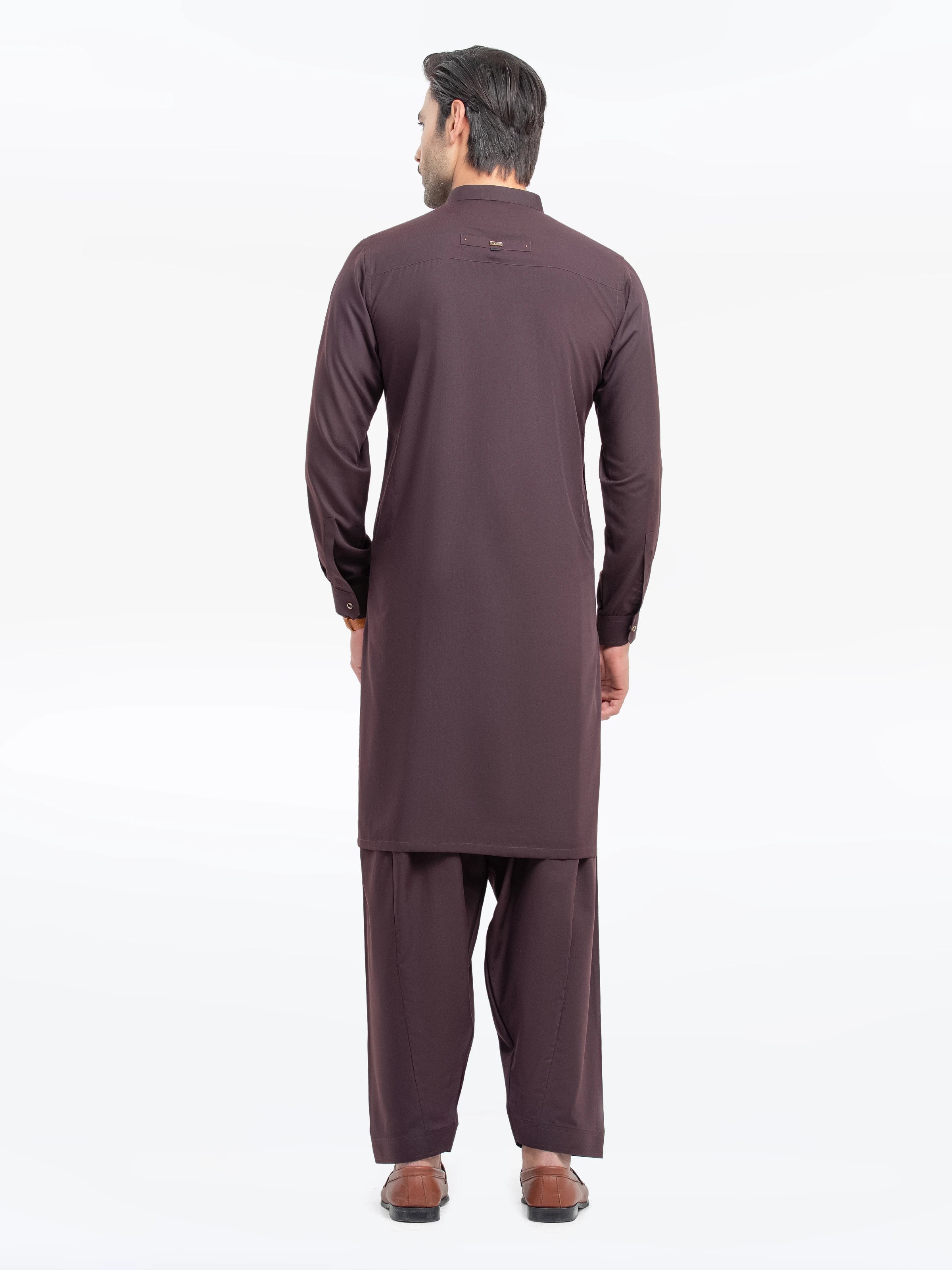 Men's Maroon Shalwar Kameez - EMTKST5-99524 - Image 7
