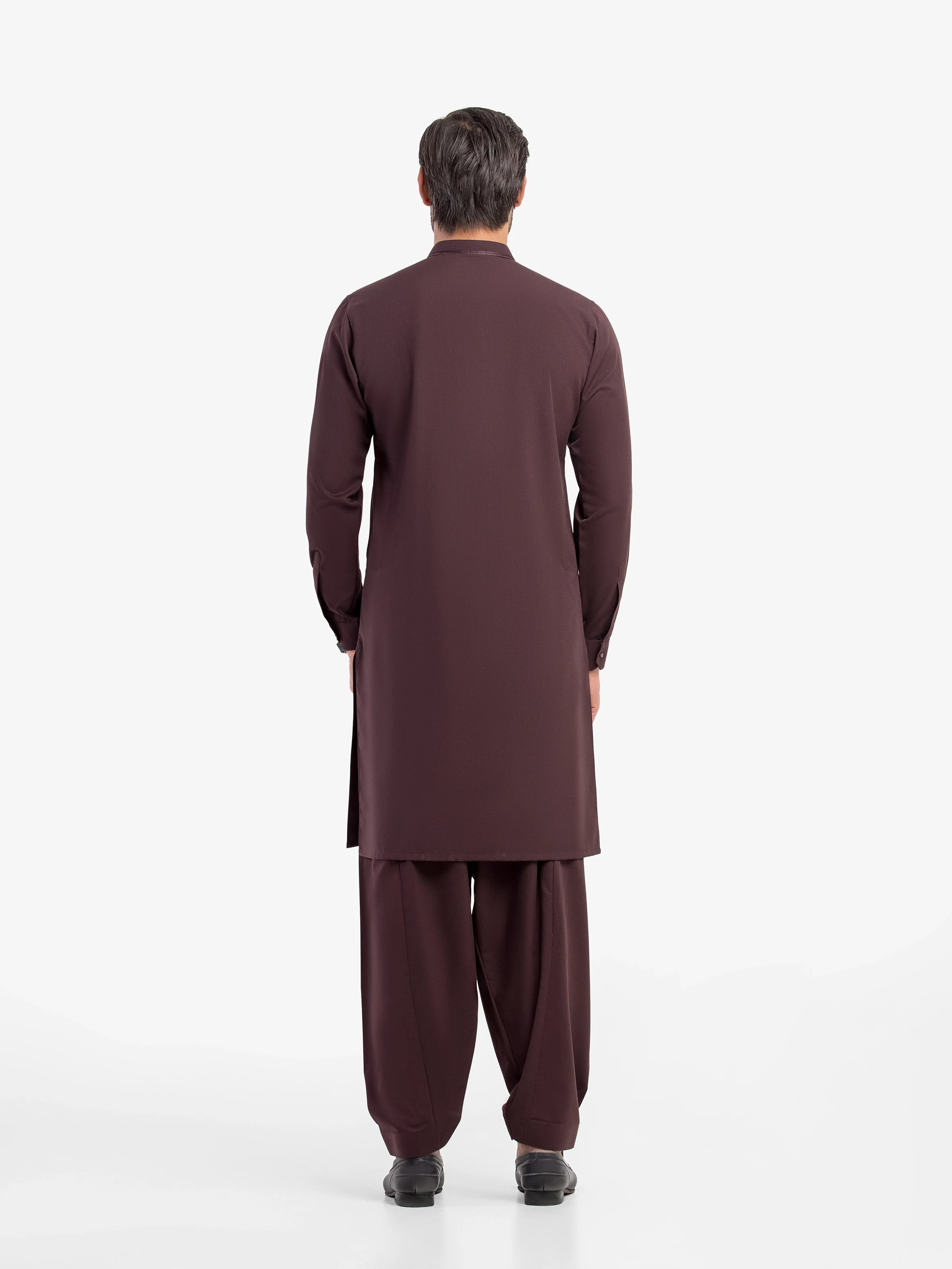 Men's Maroon Shalwar Kameez - EMTKST5-99624 - Image 5