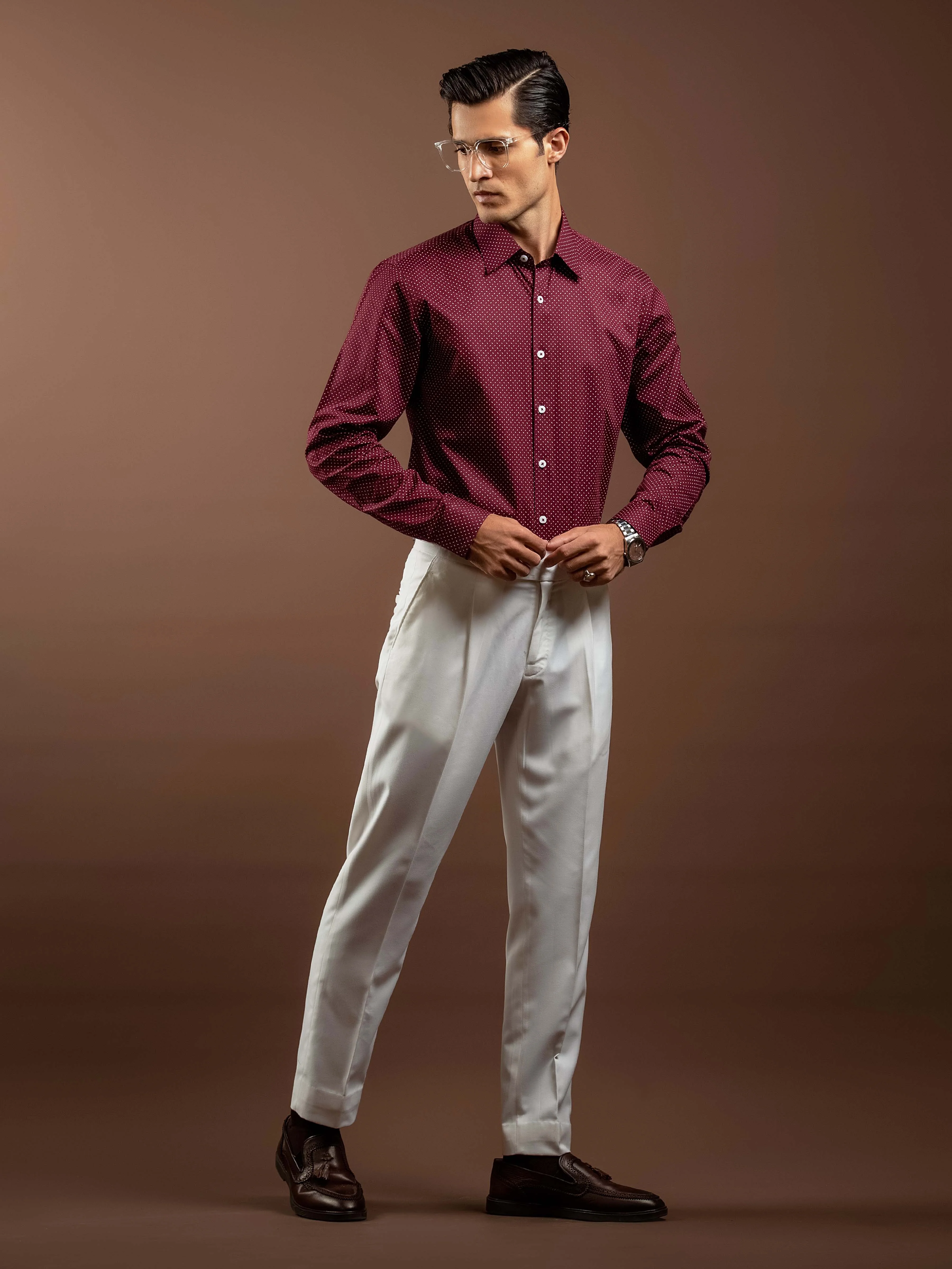 Men's Maroon Shirt - EMTSI5-50838 - Image 2
