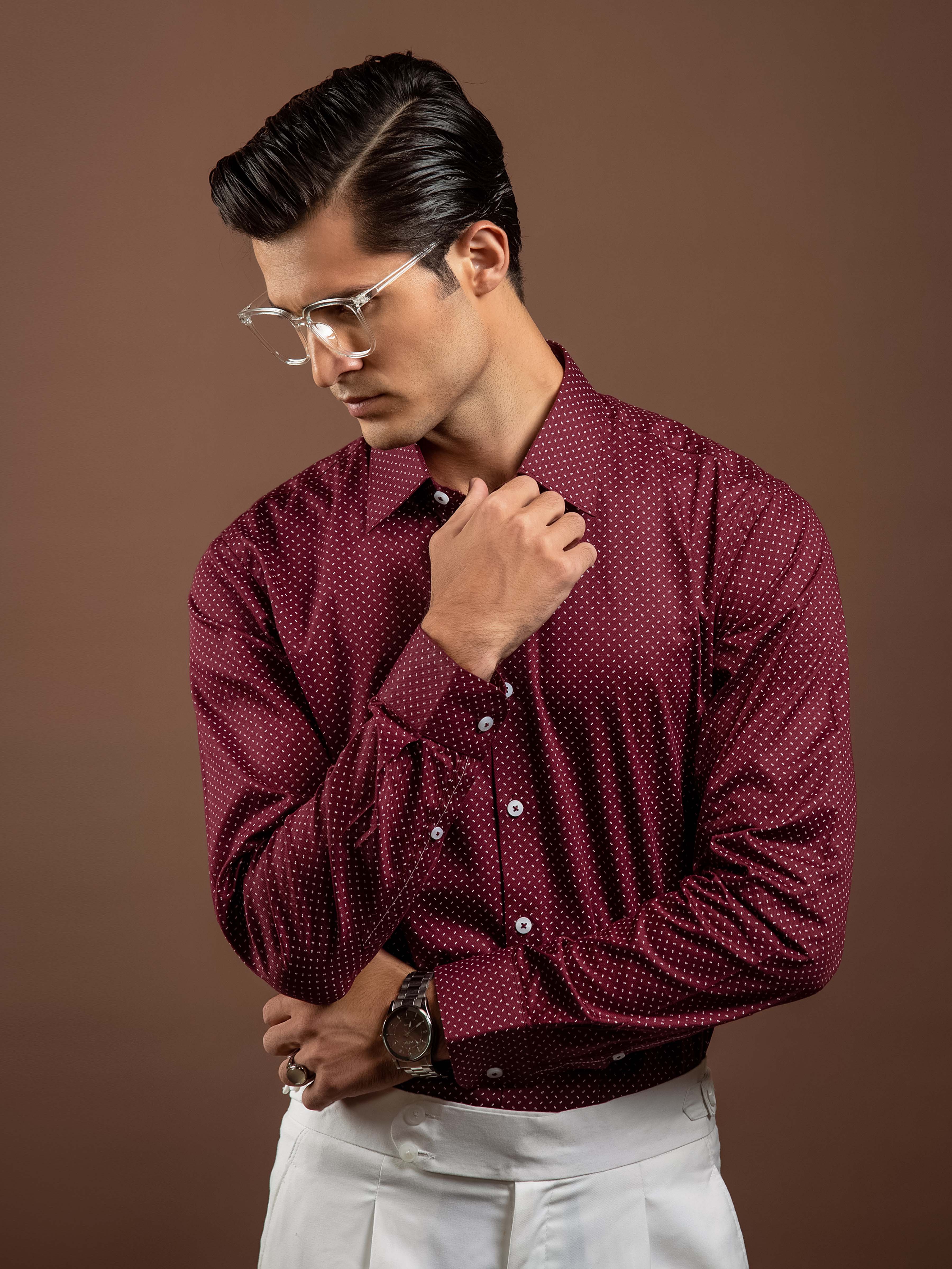 Men's Maroon Shirt - EMTSI5-50838 - Image 3