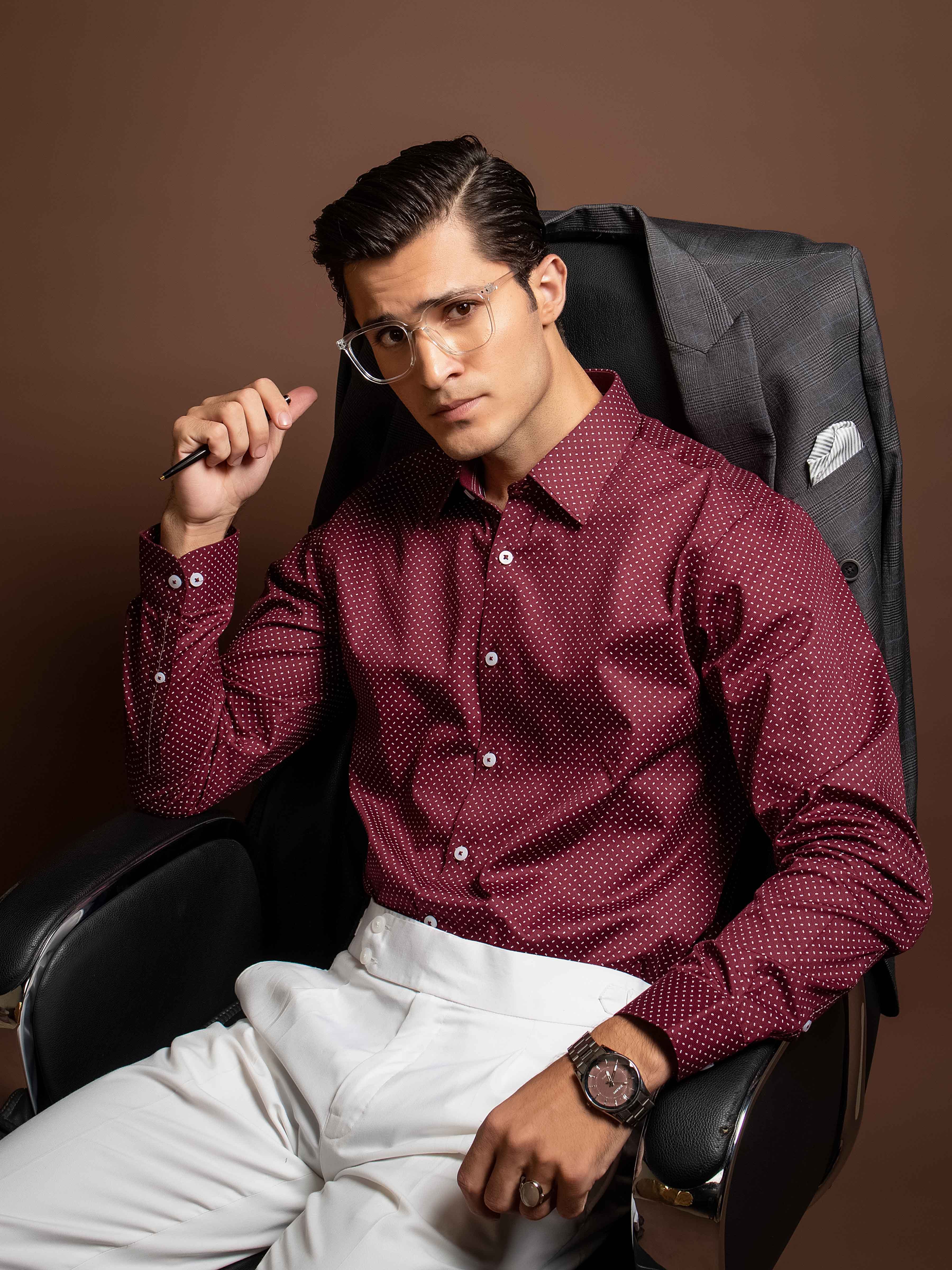 Men's Maroon Shirt - EMTSI5-50838 - Image 4