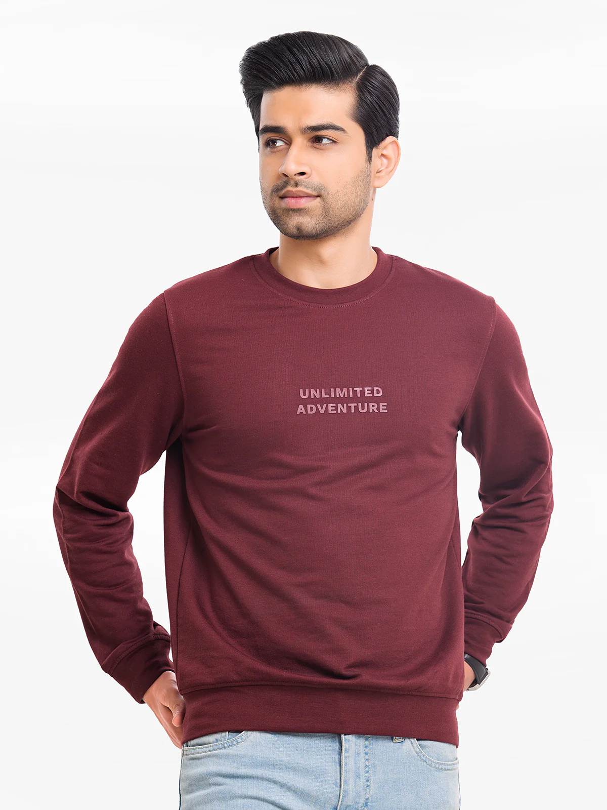 Men's Maroon Sweatshirt - EMTSS23-010 - Image 2