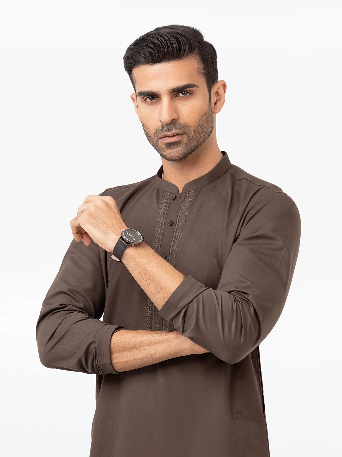 Men's Mehndi Shalwar Kameez - EMTKS23W-41067 - Image 2