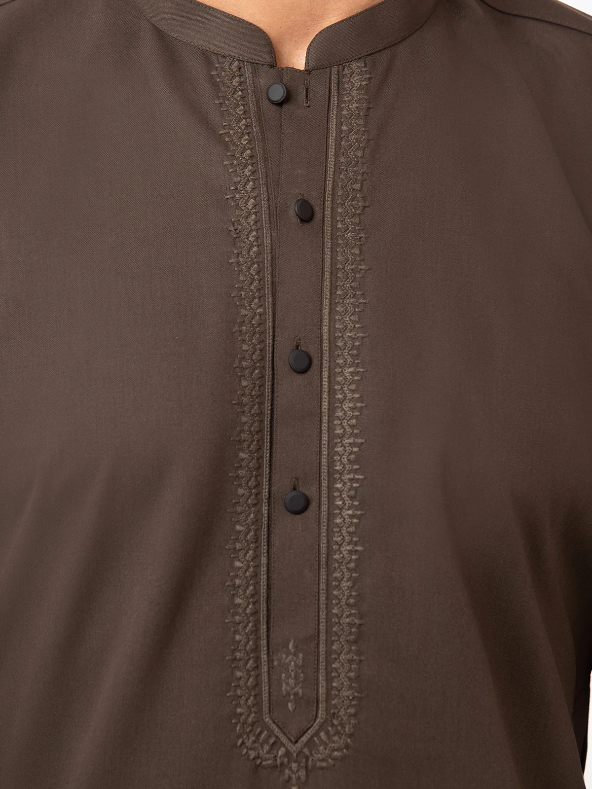 Men's Mehndi Shalwar Kameez - EMTKS23W-41067 - Image 4